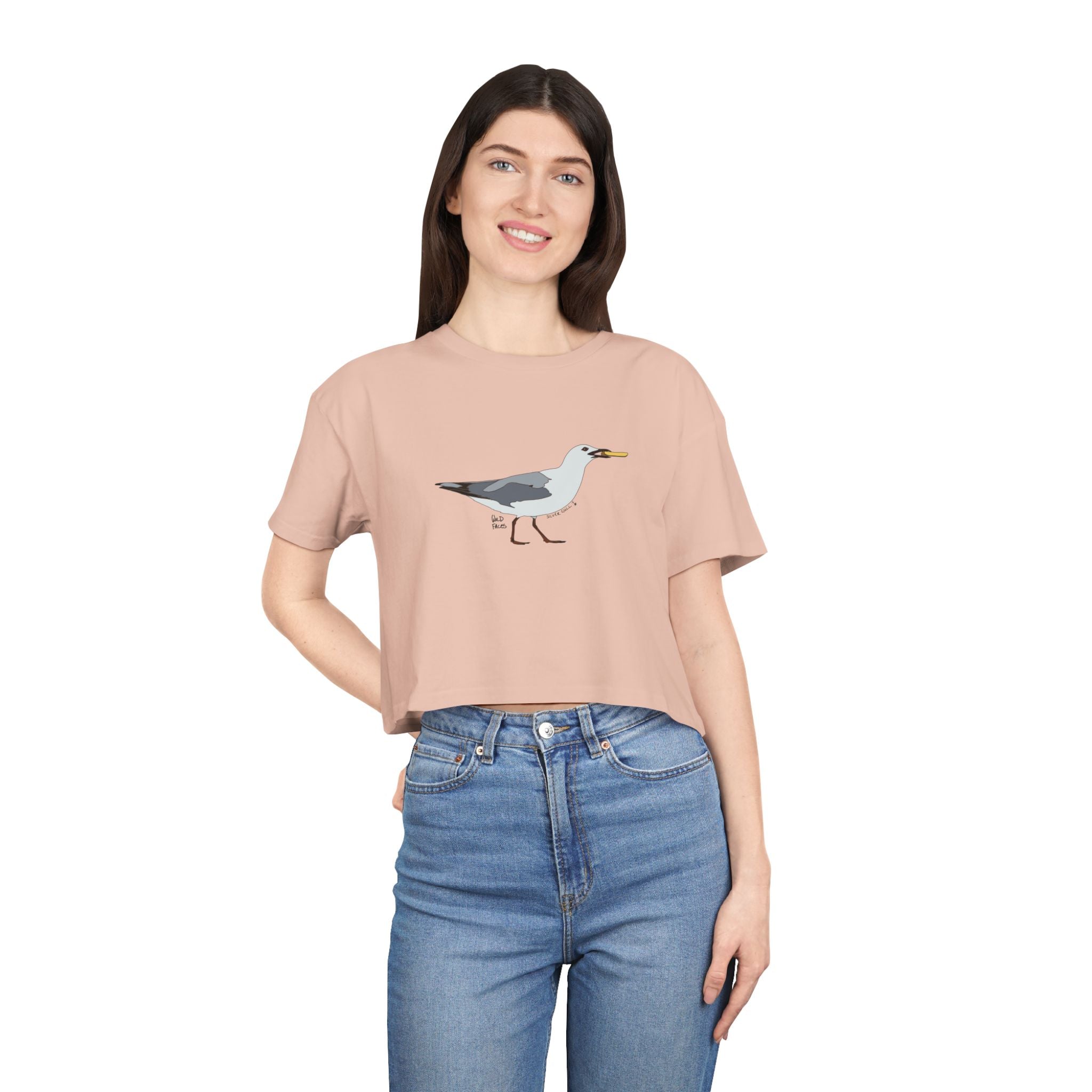 Silver Gull - standing with chip - Women's Crop Tee