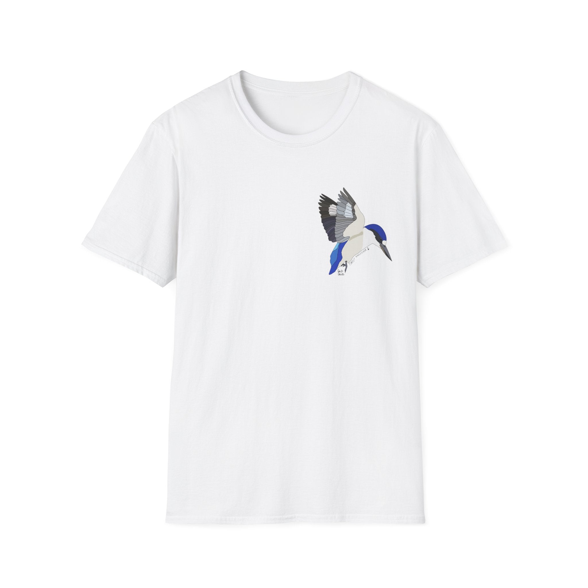 Forest Kingfisher (flying) - Small design - Unisex Softstyle T-Shirt