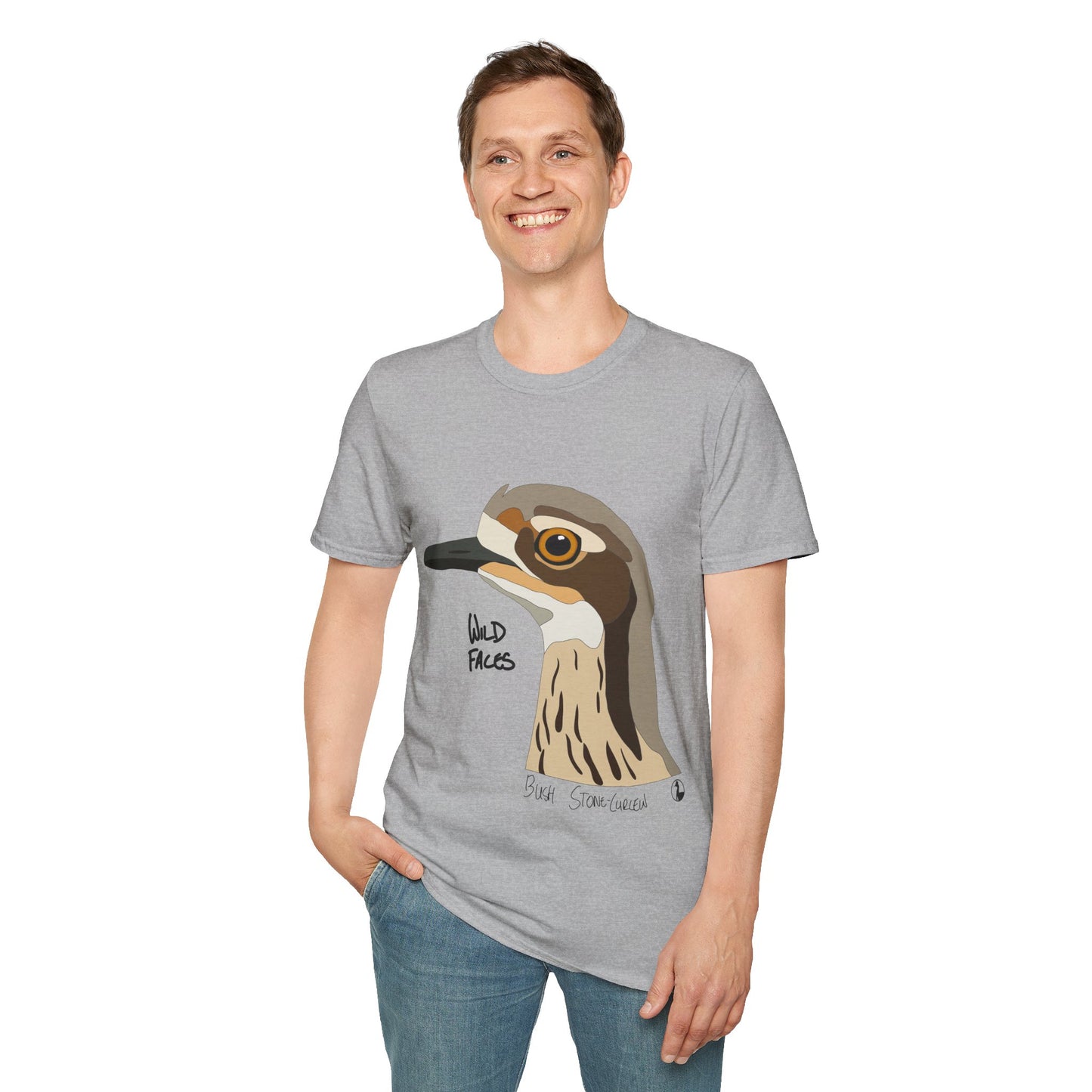 Bush Stone-curlew Head - Unisex Softstyle T-Shirt