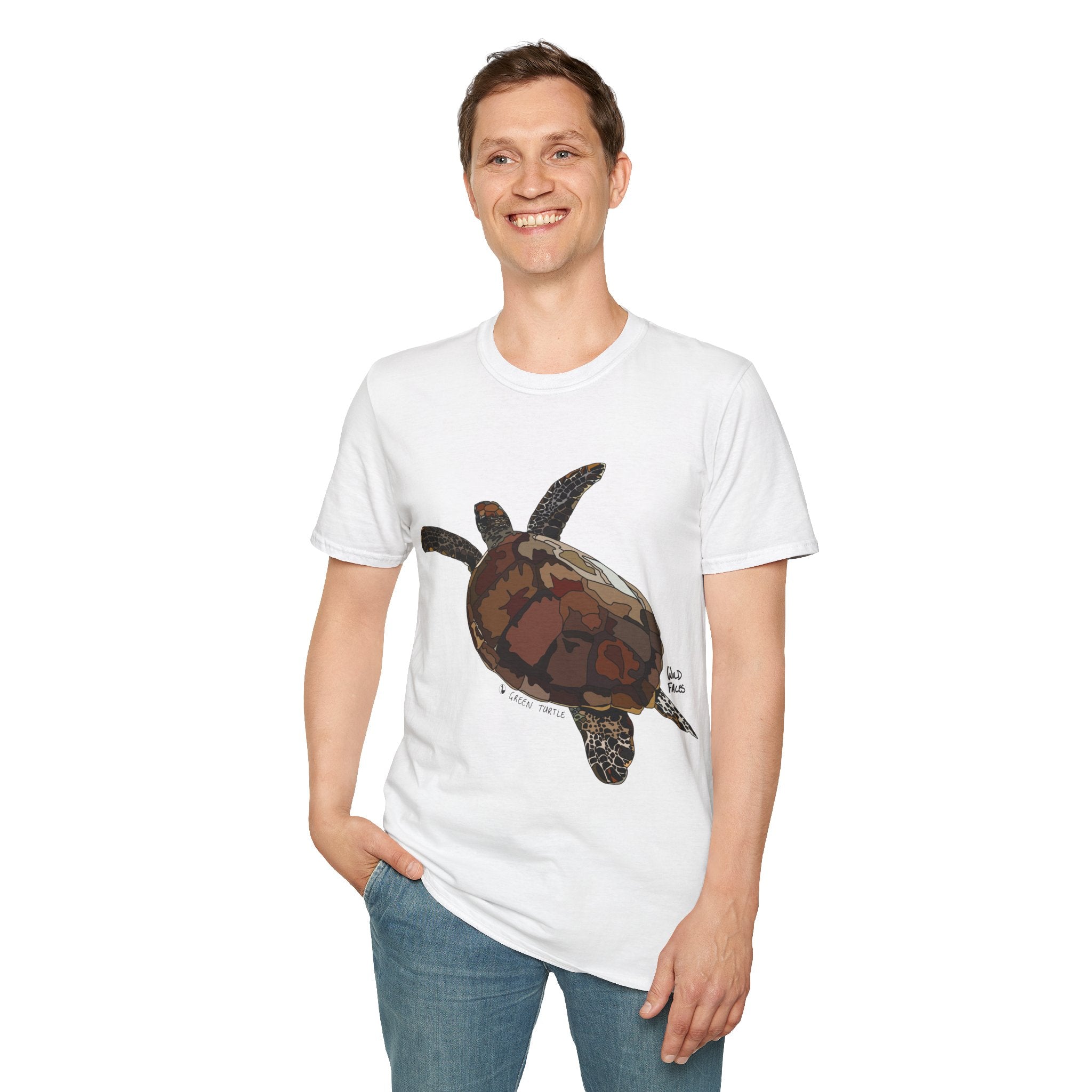 Green Turtle - Unisex Softstyle T-Shirt Printify