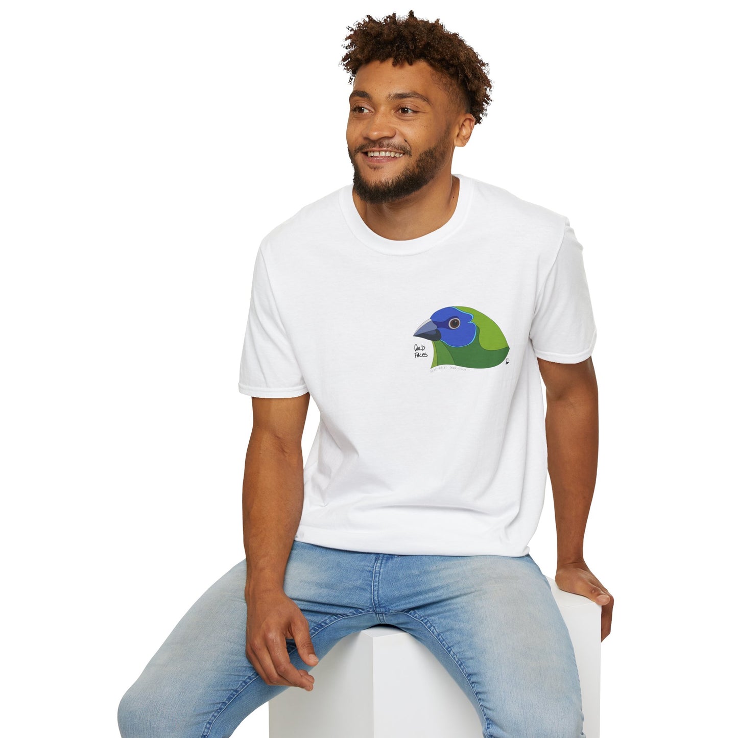 Blue-faced Parrotfinch - Small design - Unisex Softstyle T-Shirt Printify