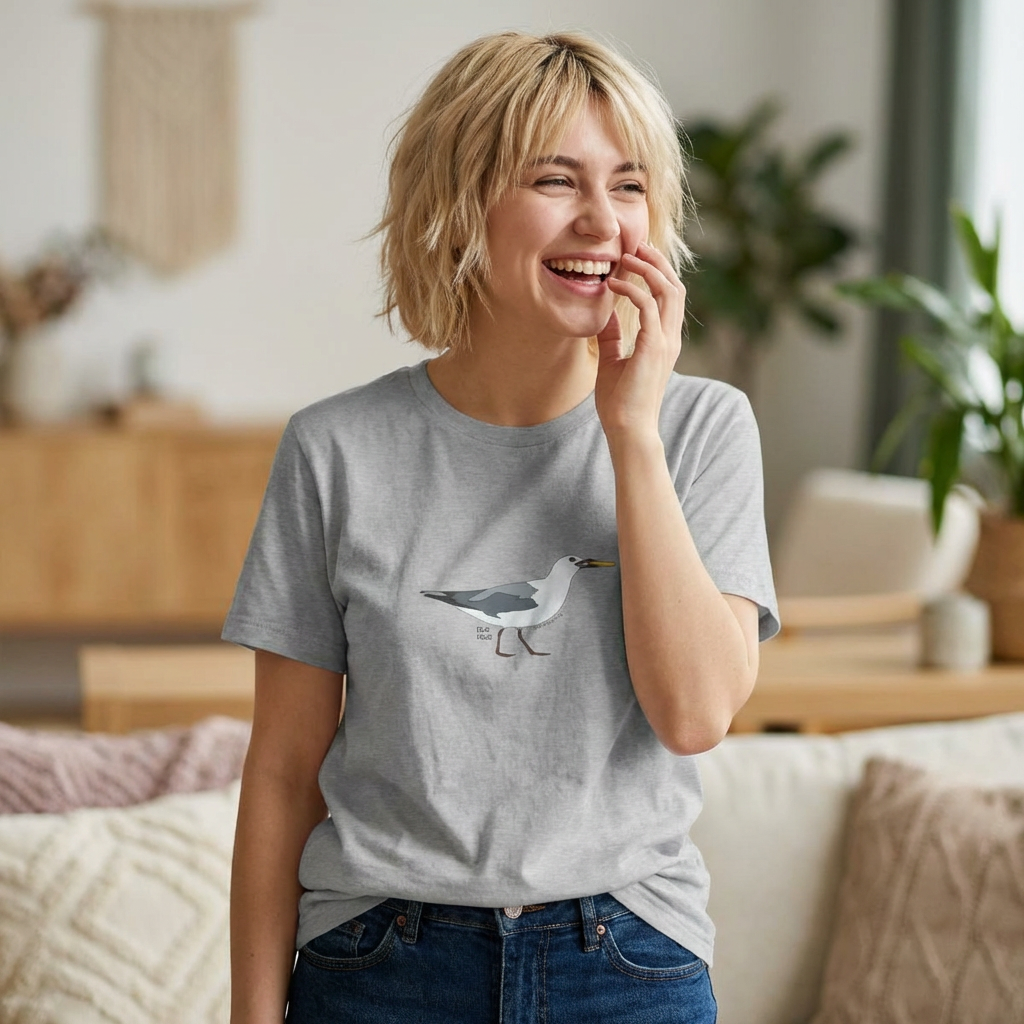 Silver Gull - standing with chip - Women's Midweight Cotton Tee