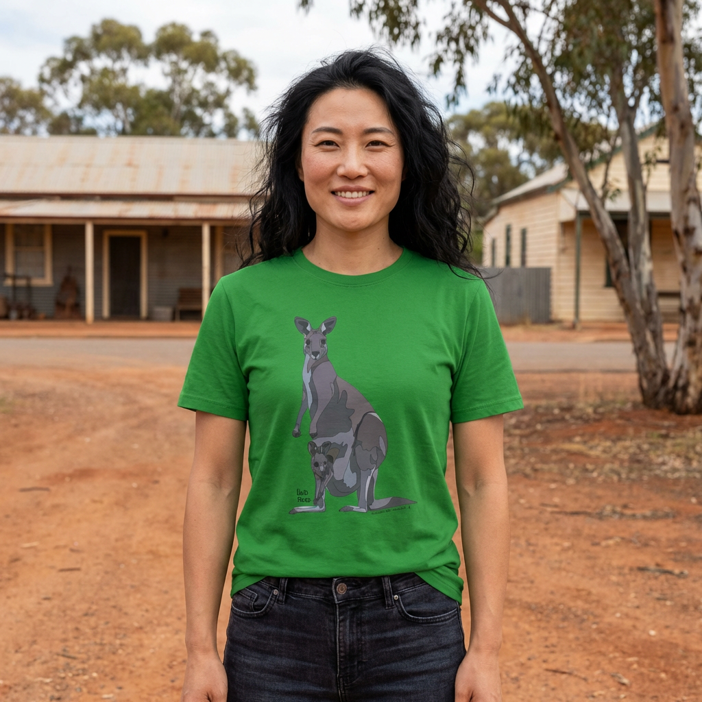 Eastern Grey Kangaroo (with joey) - Unisex Softstyle T-Shirt