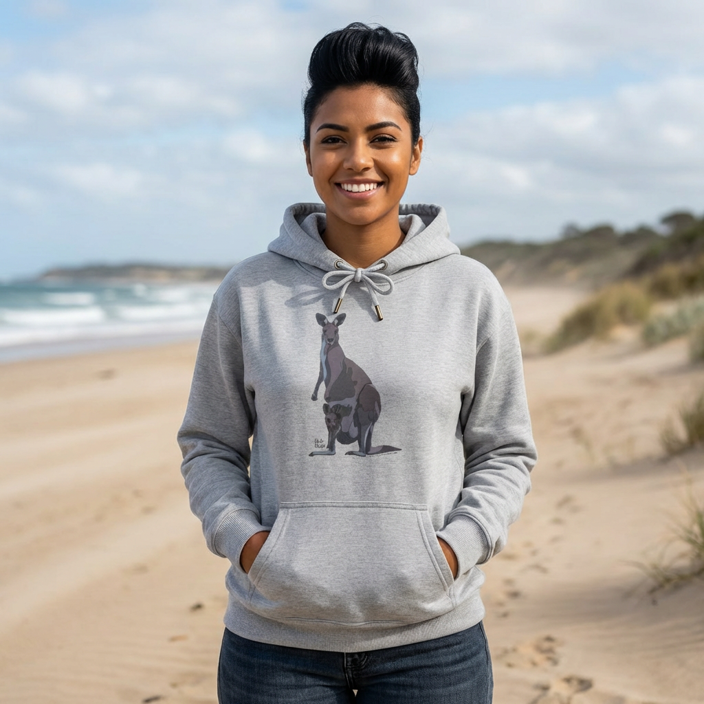 Eastern Grey Kangaroo (with joey) | Unisex Heavy Blend™ Hooded Sweatshirt