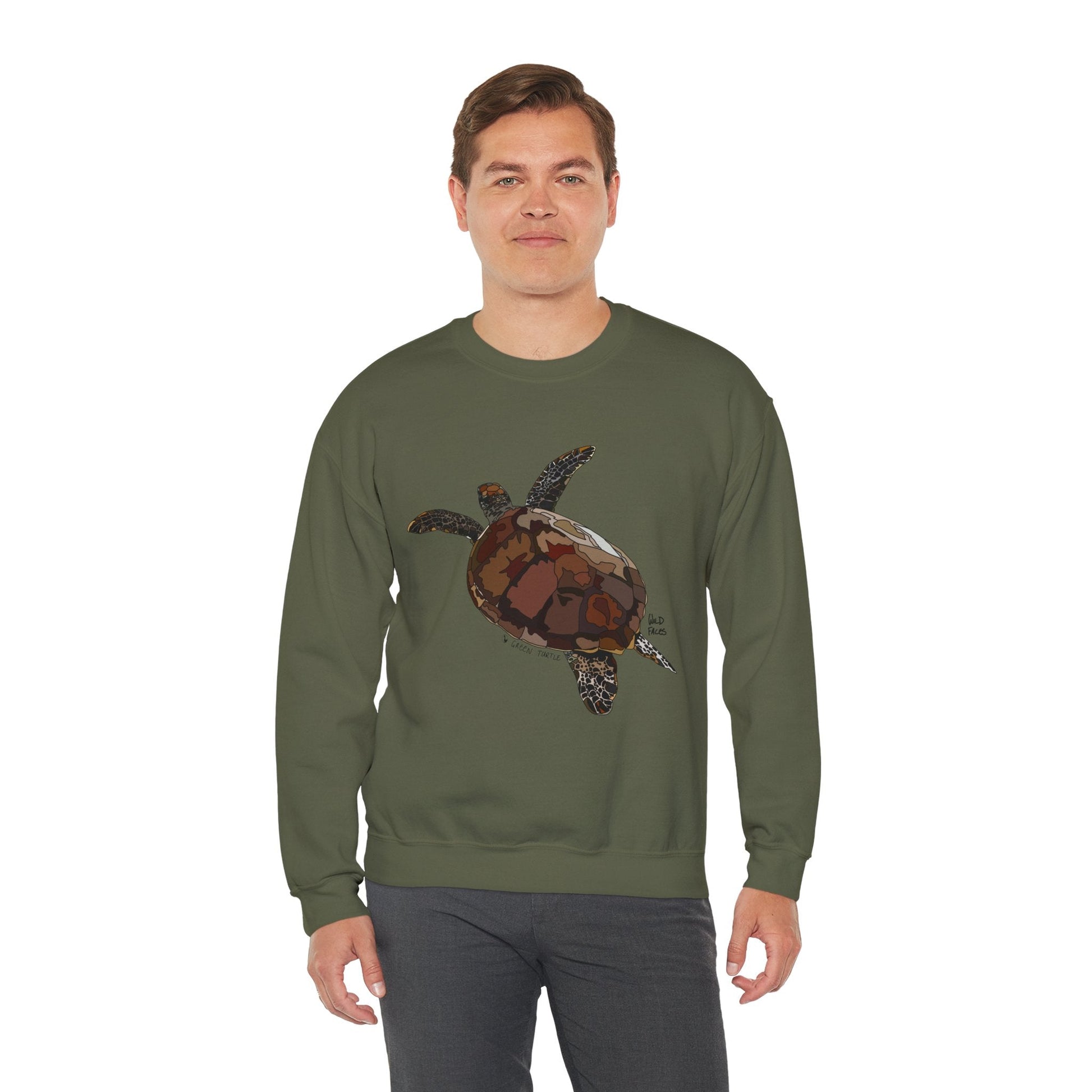 Green Turtle Sweatshirt | Unisex Heavy Blend™ Crewneck Printify