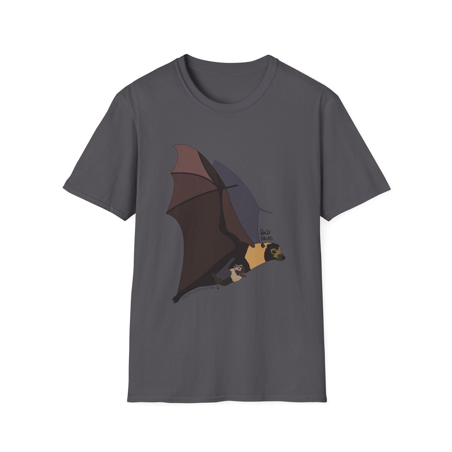 Spectacled Flying Fox (in flight) - Unisex Softstyle T-Shirt