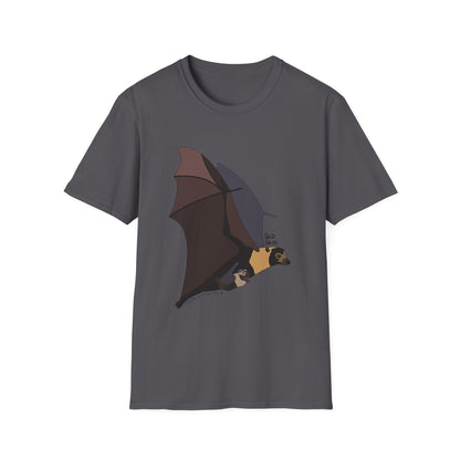 Spectacled Flying Fox (in flight) - Unisex Softstyle T-Shirt