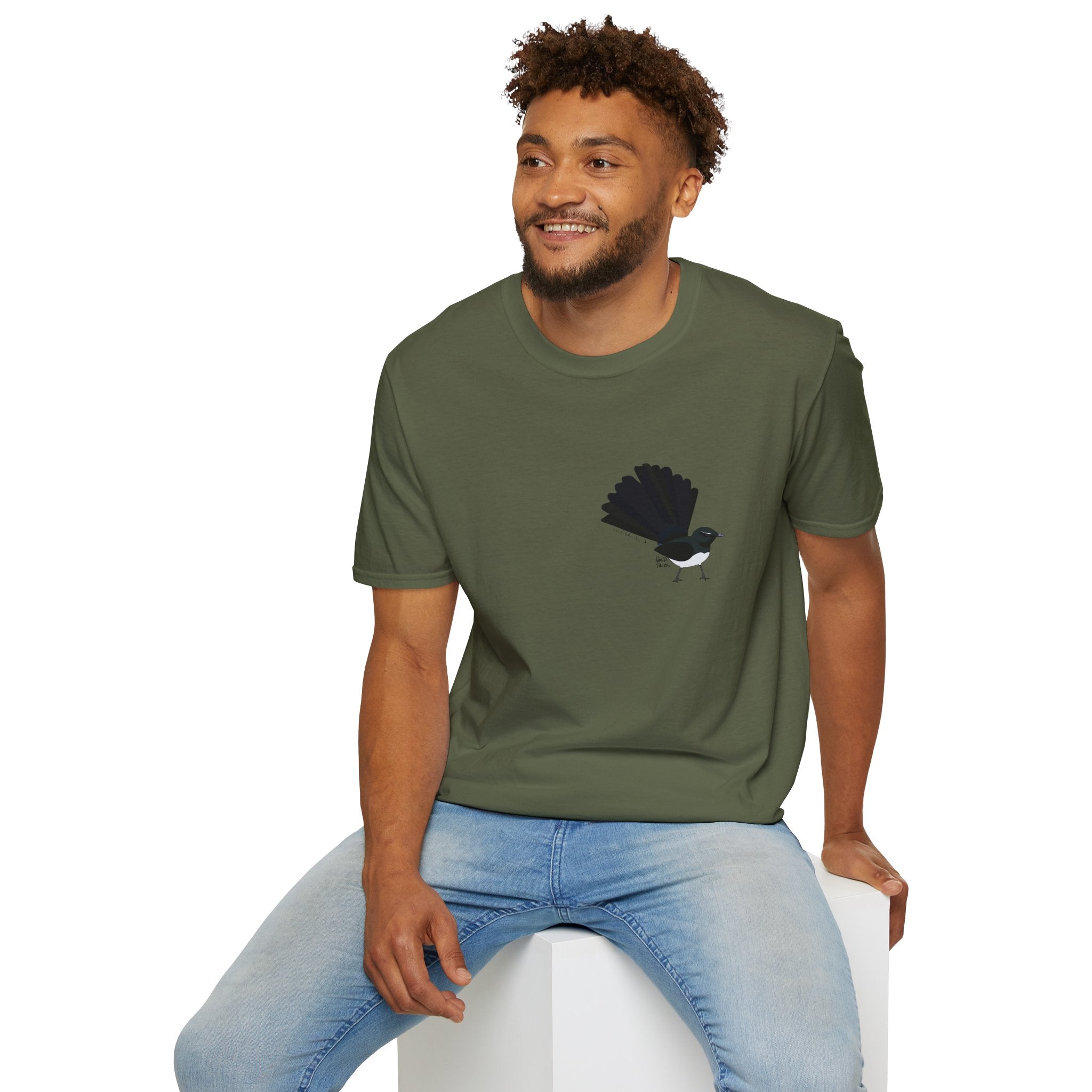 Willy Wagtail - Small design - Unisex Softstyle T-Shirt Printify