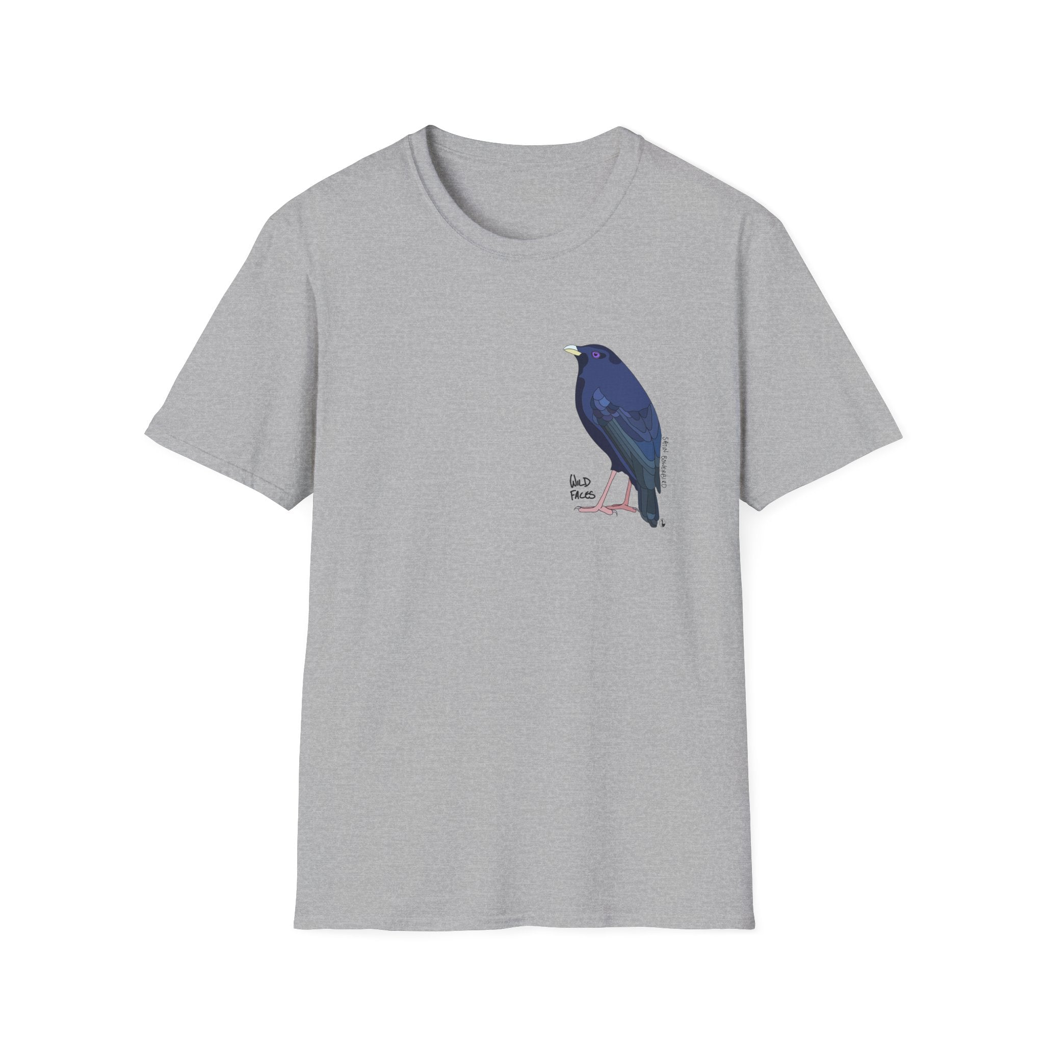 Satin Bowerbird - Small design - Unisex Softstyle T-Shirt