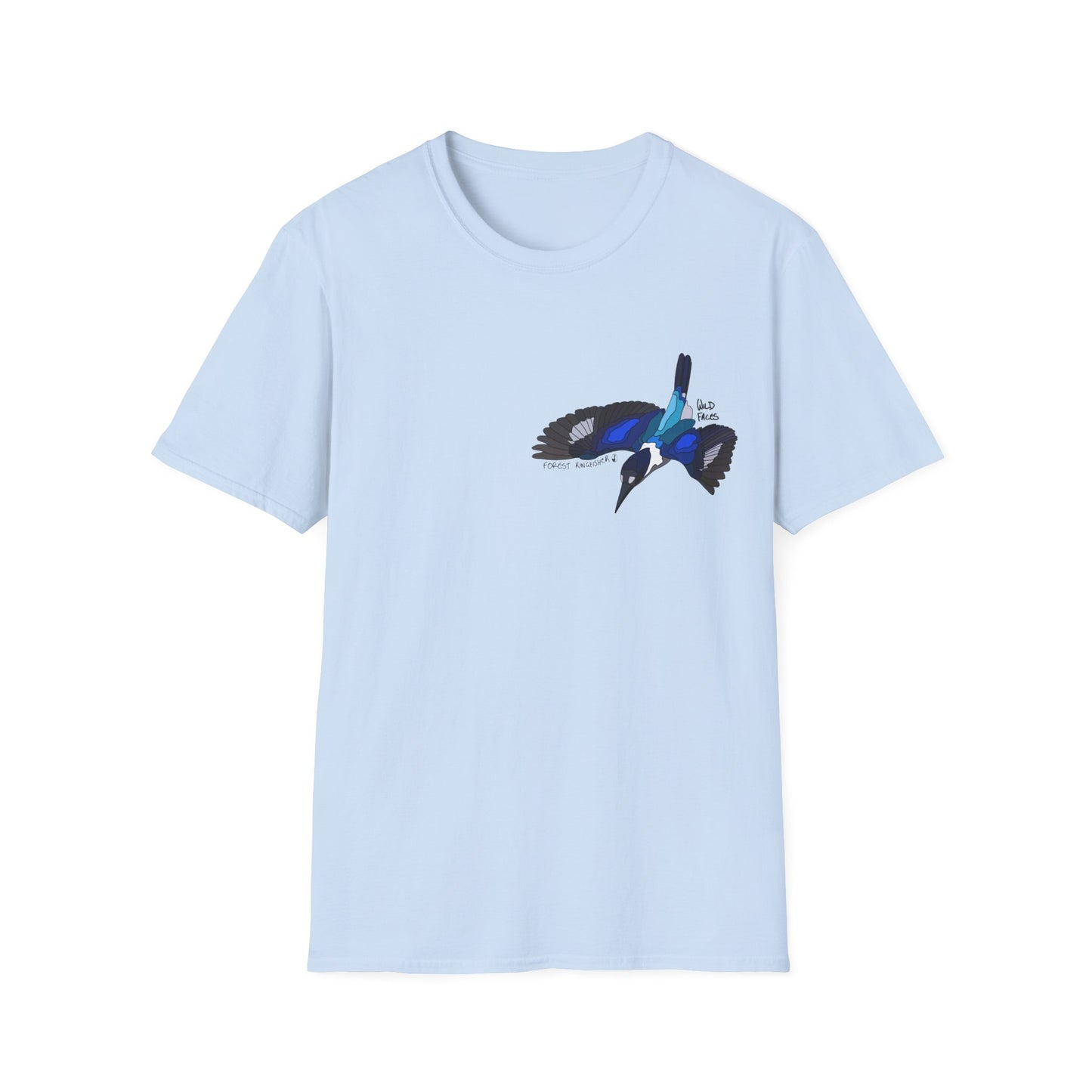 Forest Kingfisher (flying) - Small design - Unisex Softstyle T-Shirt