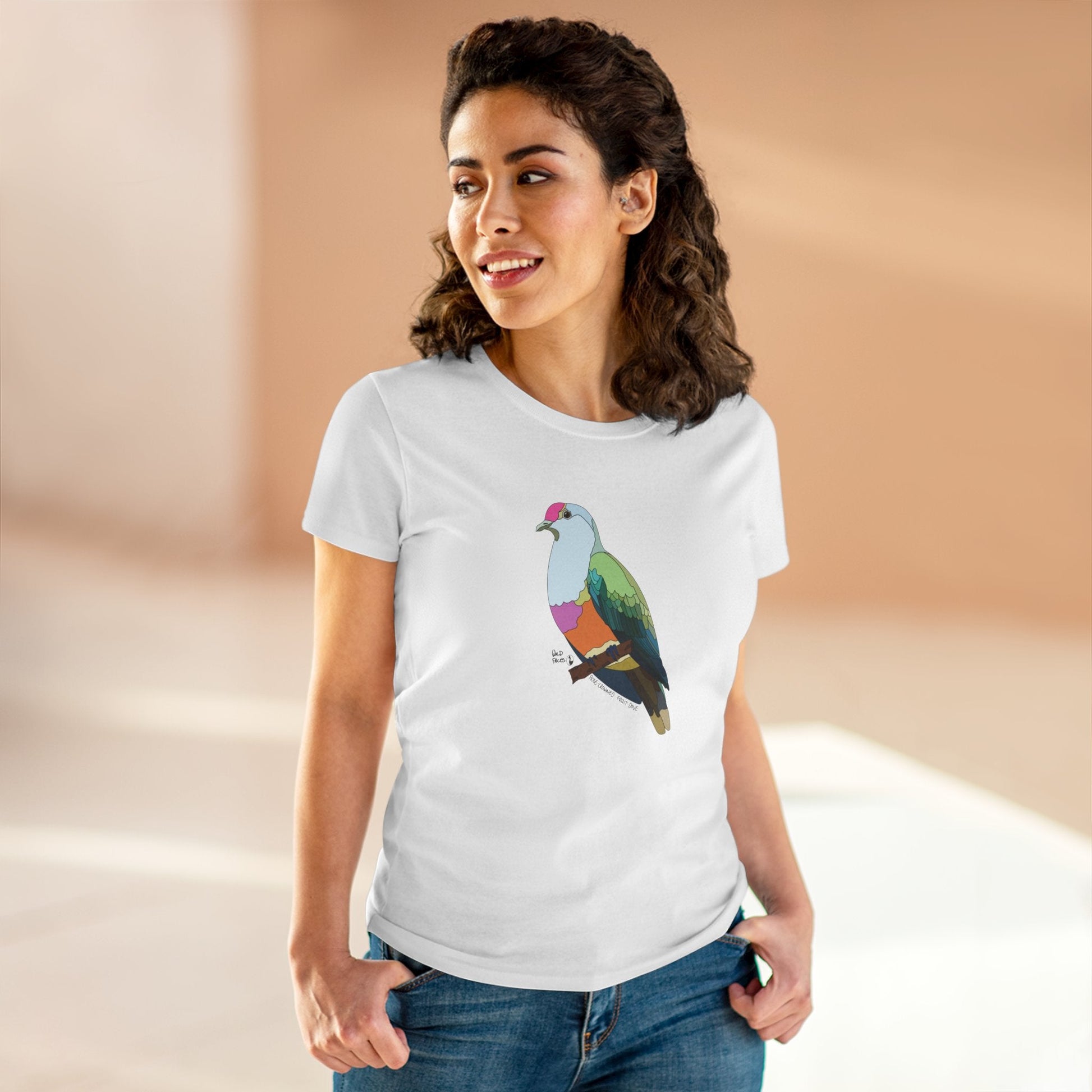 Rose-crowned Fruit Dove - Women's Midweight Cotton Tee Printify