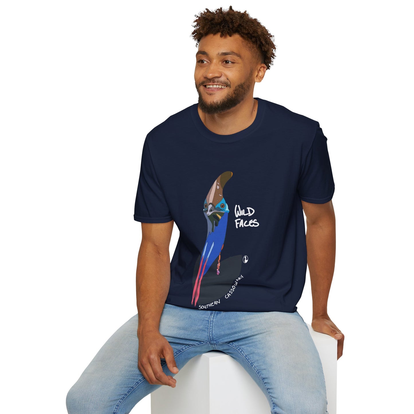 Southern Cassowary (white font) - Unisex Softstyle T-Shirt Printify