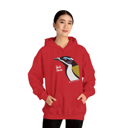 Blue-faced Honeyeater  (white font) | Unisex Heavy Blend™ Hooded Sweatshirt