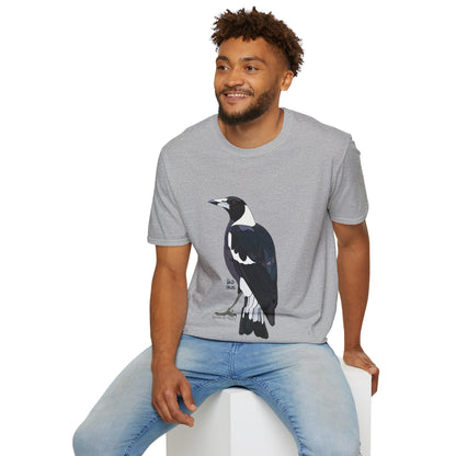 Australian Magpie - Unisex Softstyle T-Shirt Printify