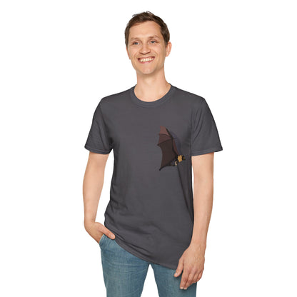 Spectacled Flying Fox (in flight) - Small design - Unisex Softstyle T-Shirt