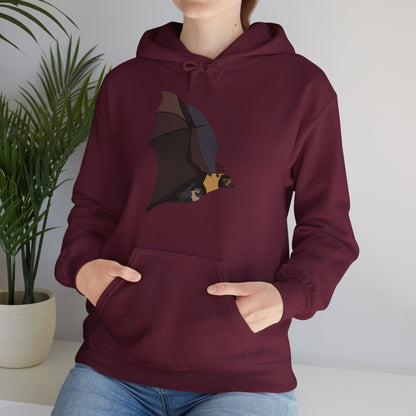 Spectacled Flying Fox (in flight) | Unisex Heavy Blend™ Hooded Sweatshirt