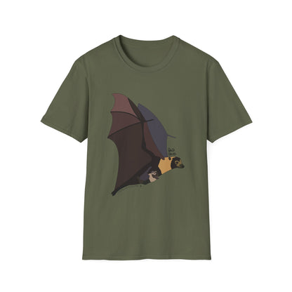 Spectacled Flying Fox (in flight) - Unisex Softstyle T-Shirt Printify