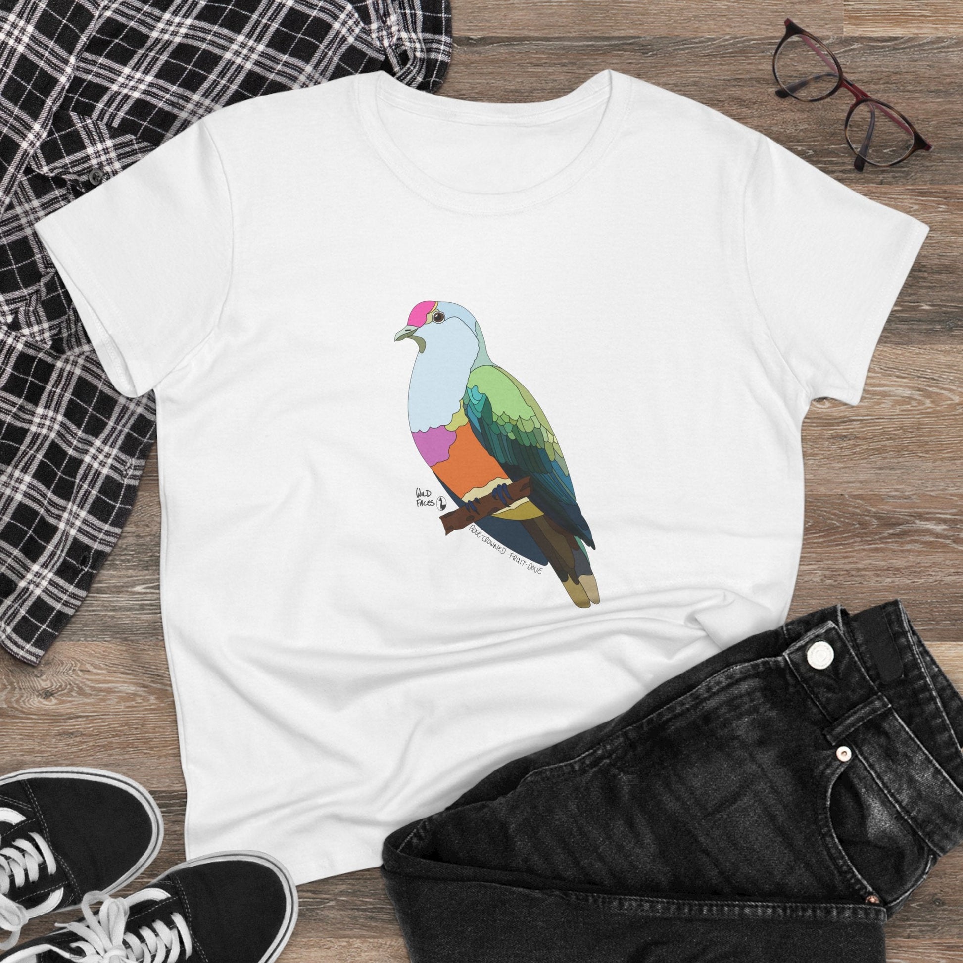 Rose-crowned Fruit Dove - Women's Midweight Cotton Tee Printify