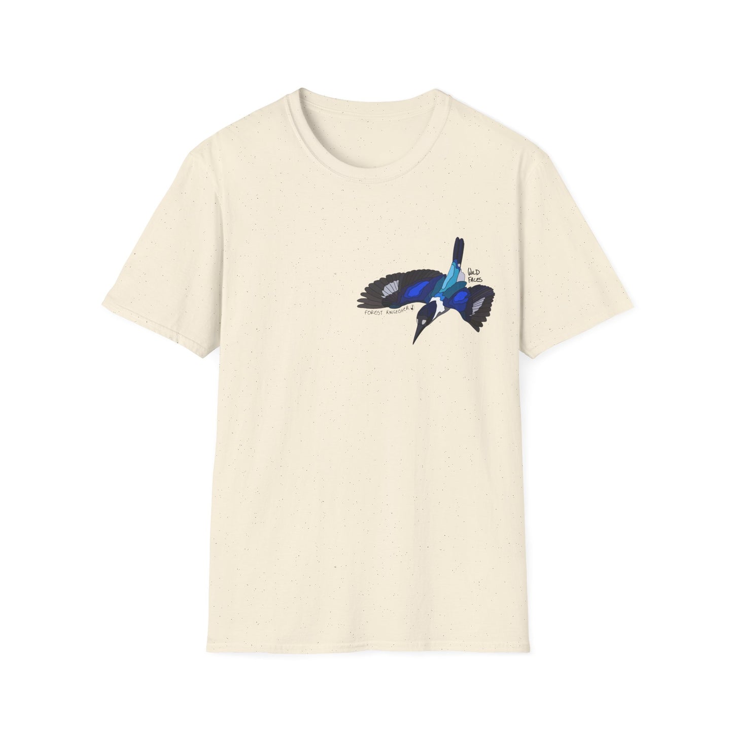 Forest Kingfisher (flying) - Small design - Unisex Softstyle T-Shirt