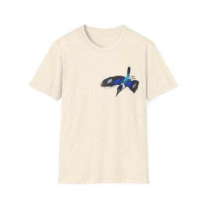 Forest Kingfisher (flying) - Small design - Unisex Softstyle T-Shirt