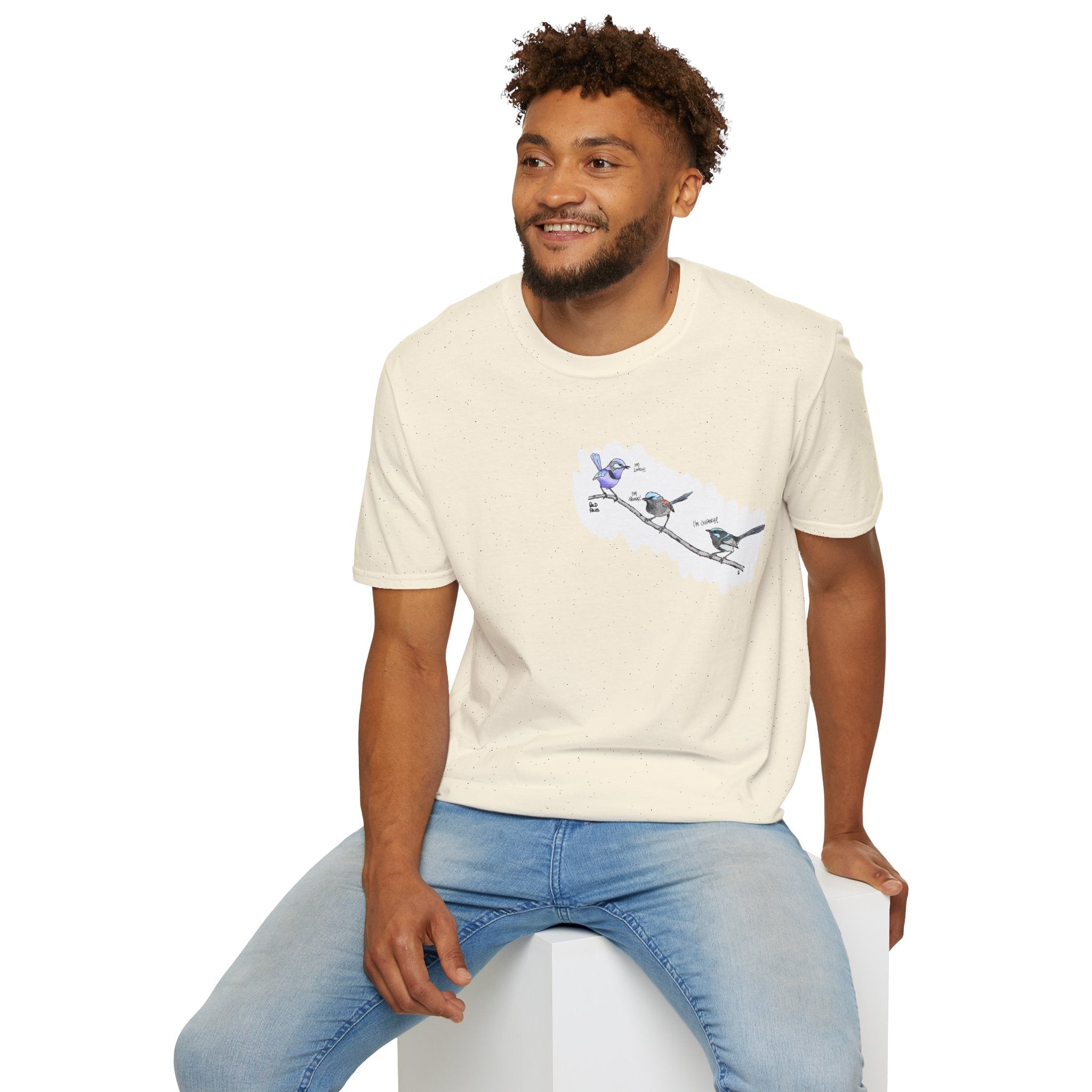 A trio of  Fairy-wrens (spendid, superb and lovely) - Small design - Unisex Softstyle T-Shirt Printify