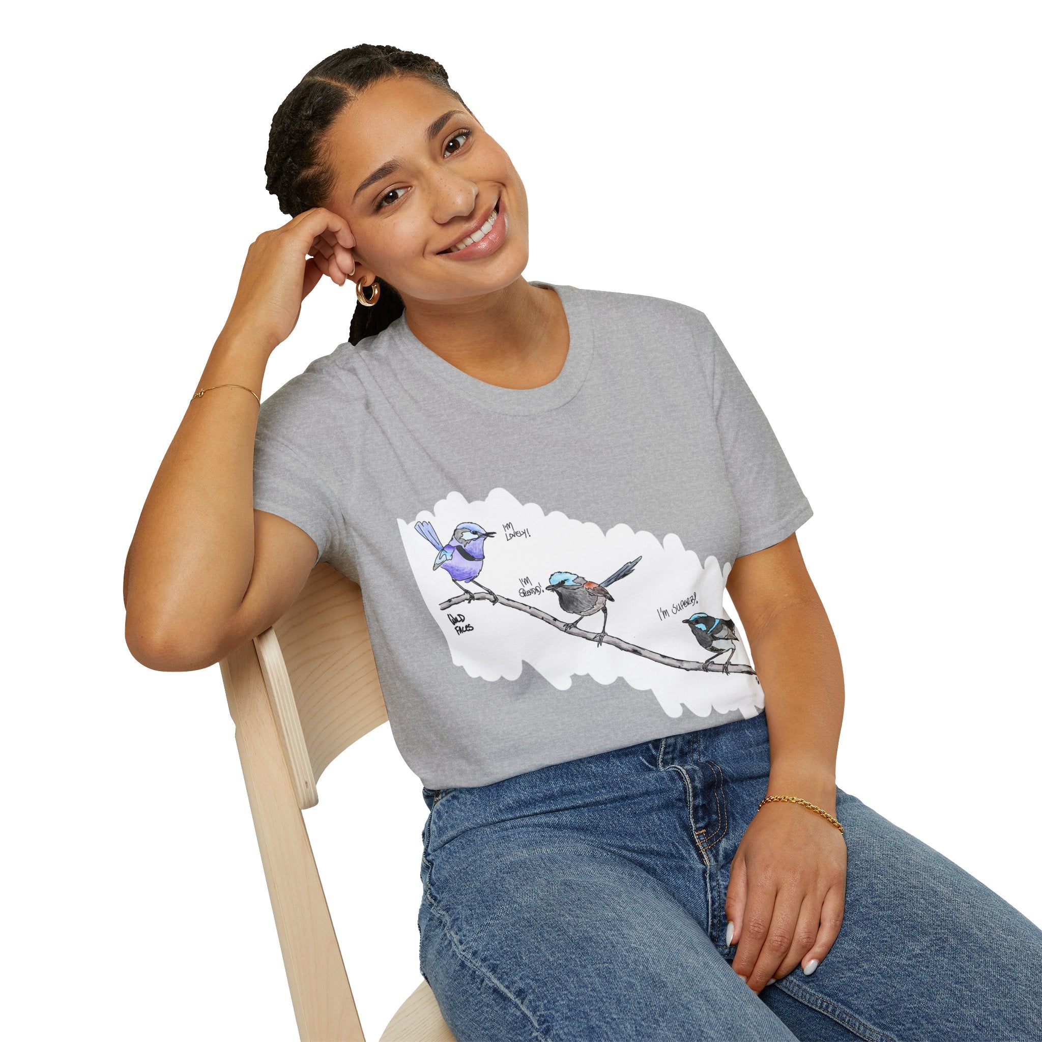 A trio of  Fairy-wrens (spendid, superb and lovely) - Unisex Softstyle T-Shirt Printify