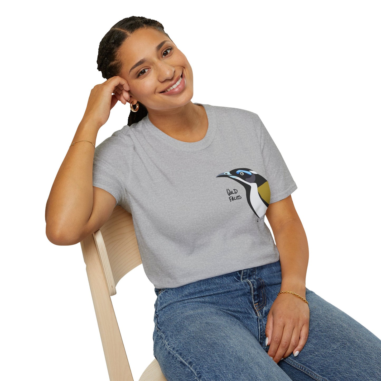 Blue-faced Honeyeater- Small design - Unisex Softstyle T-Shirt