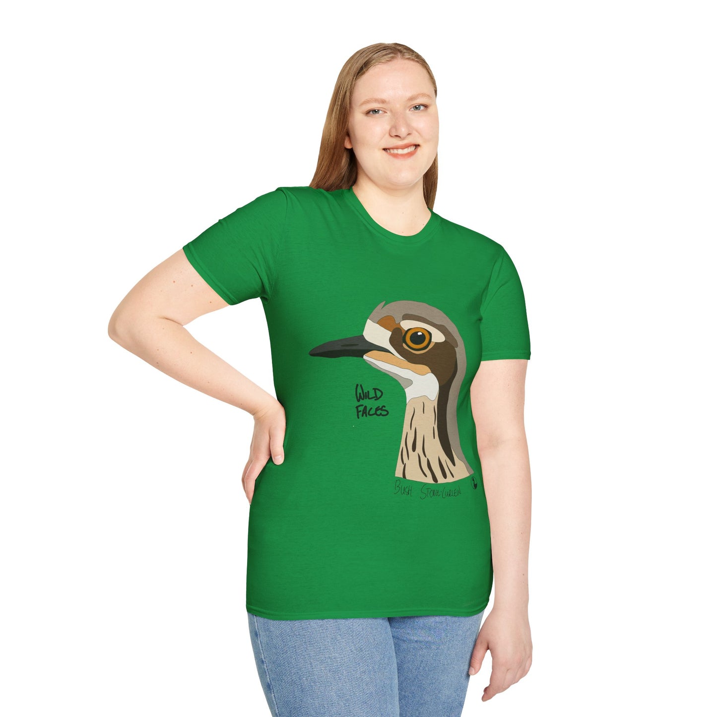 Bush Stone-curlew Head - Unisex Softstyle T-Shirt