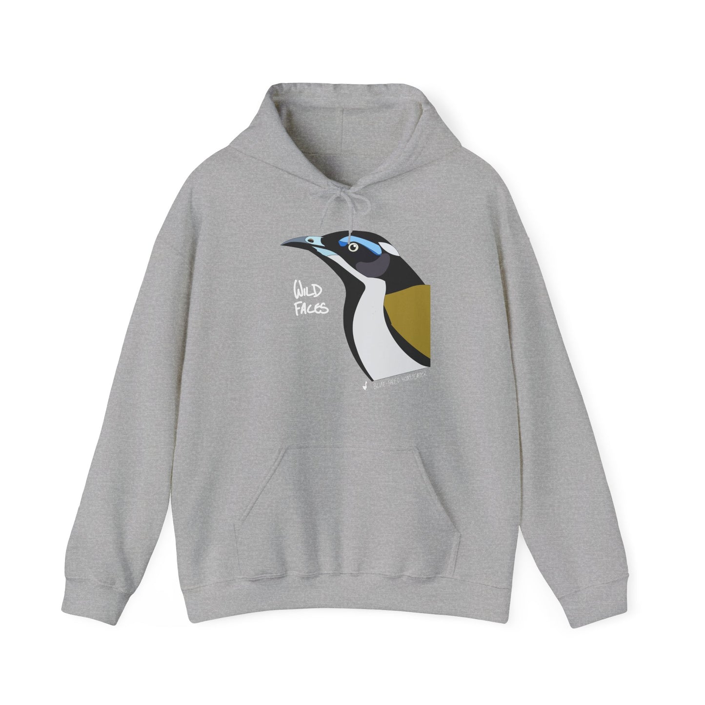 Blue-faced Honeyeater  (white font) | Unisex Heavy Blend™ Hooded Sweatshirt