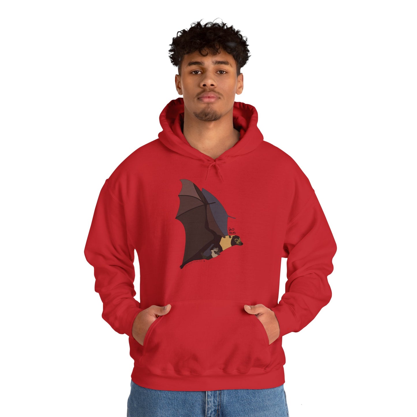 Spectacled Flying Fox (in flight) | Unisex Heavy Blend™ Hooded Sweatshirt