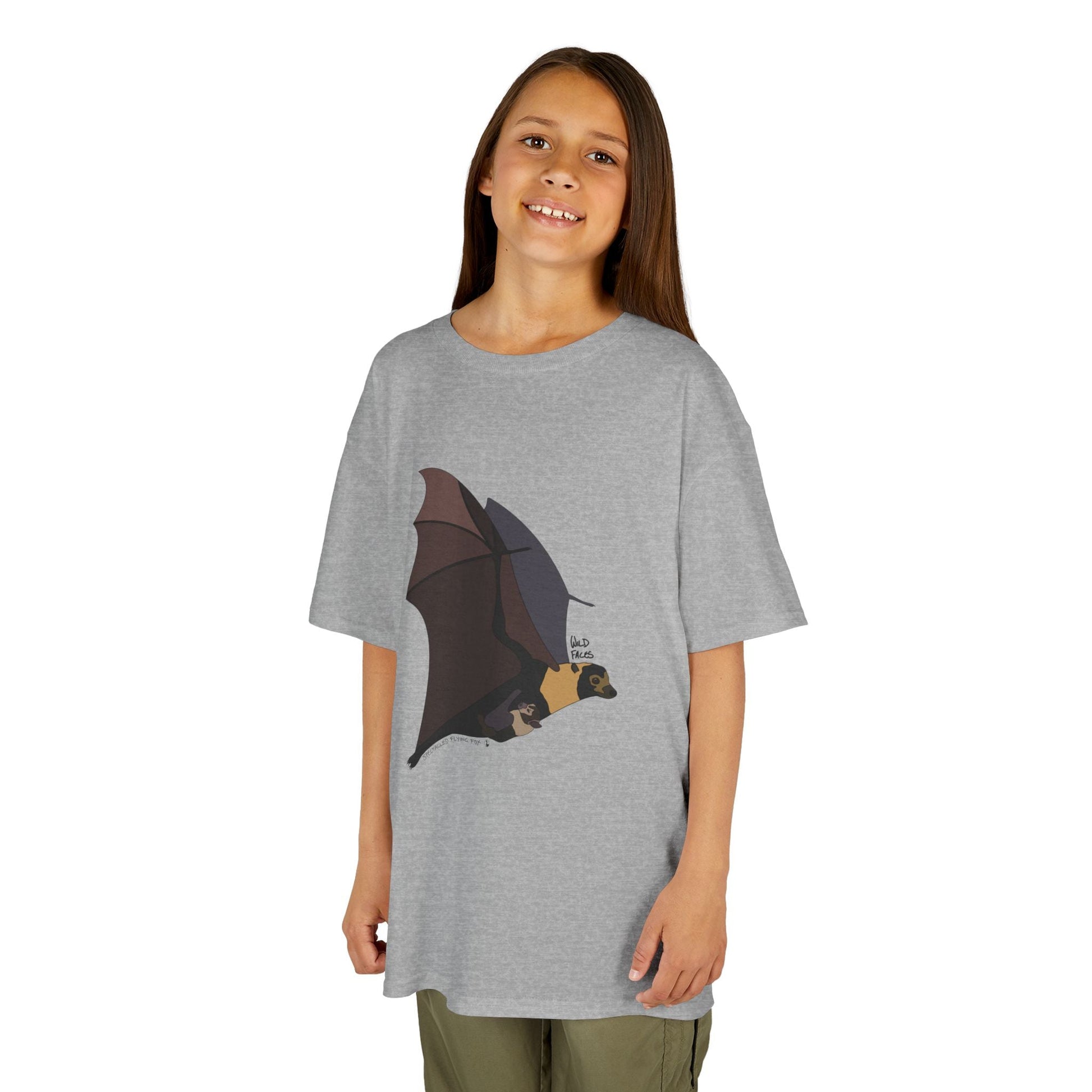 Spectacled Flying Fox (in flight) | Kids Heavy Cotton™ Tee Printify