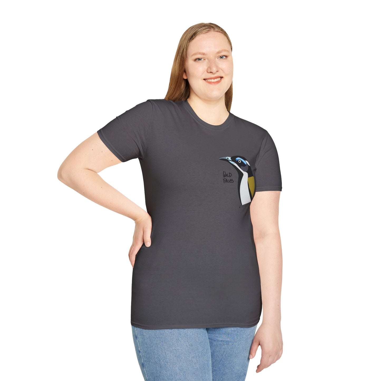 Blue-faced Honeyeater- Small design - Unisex Softstyle T-Shirt