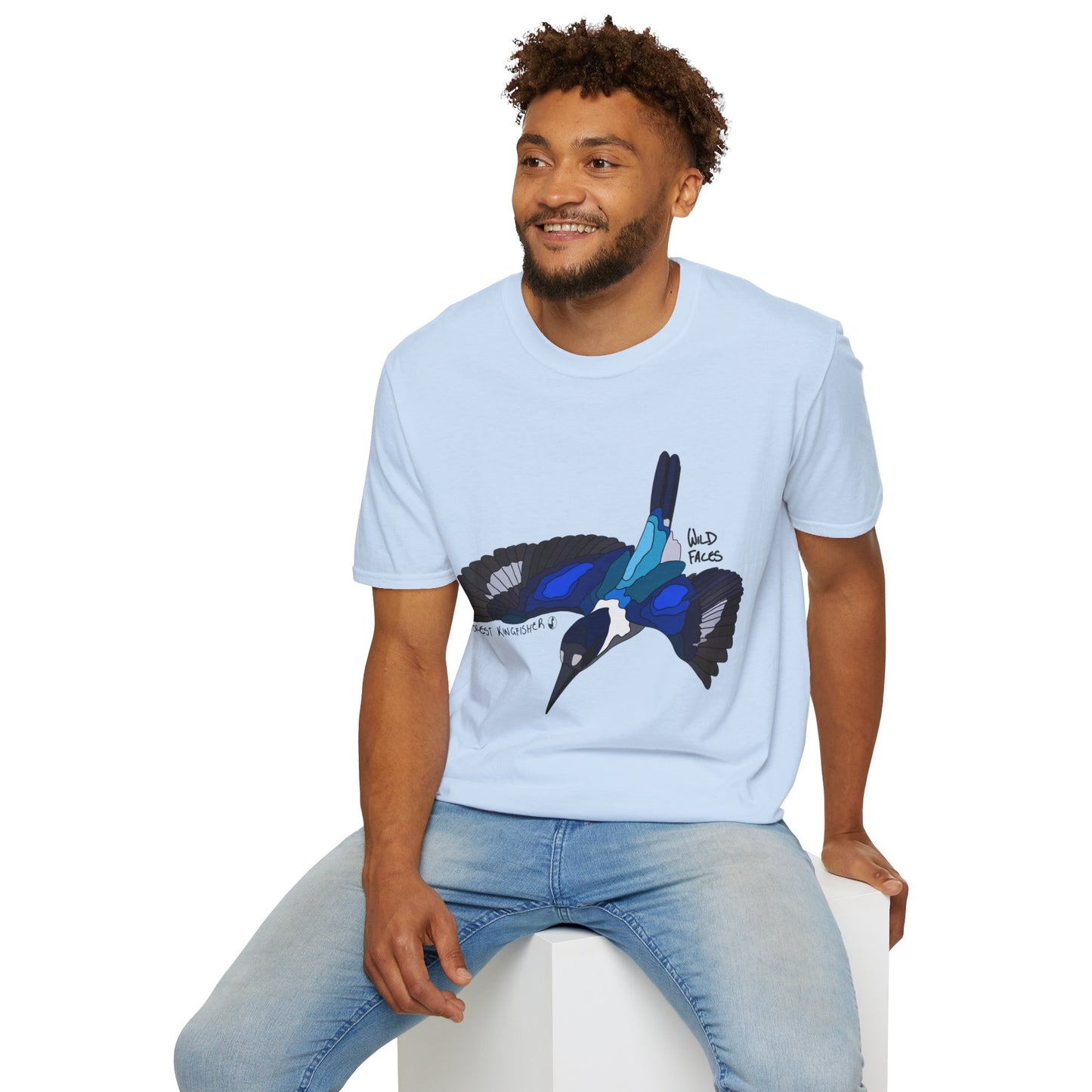 Forest Kingfisher (flying) - Unisex Softstyle T-Shirt