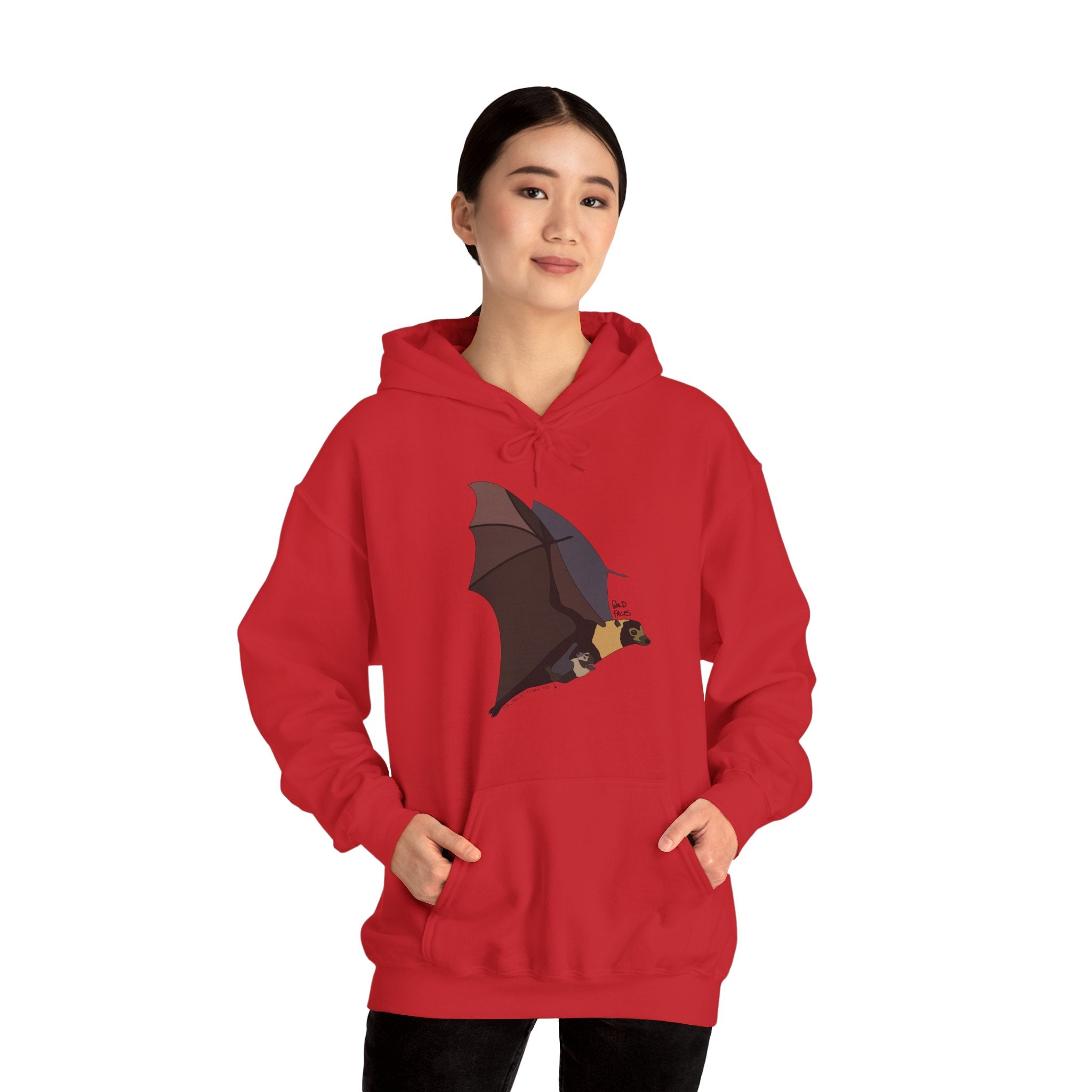 Spectacled Flying Fox (in flight) | Unisex Heavy Blend™ Hooded Sweatshirt Printify