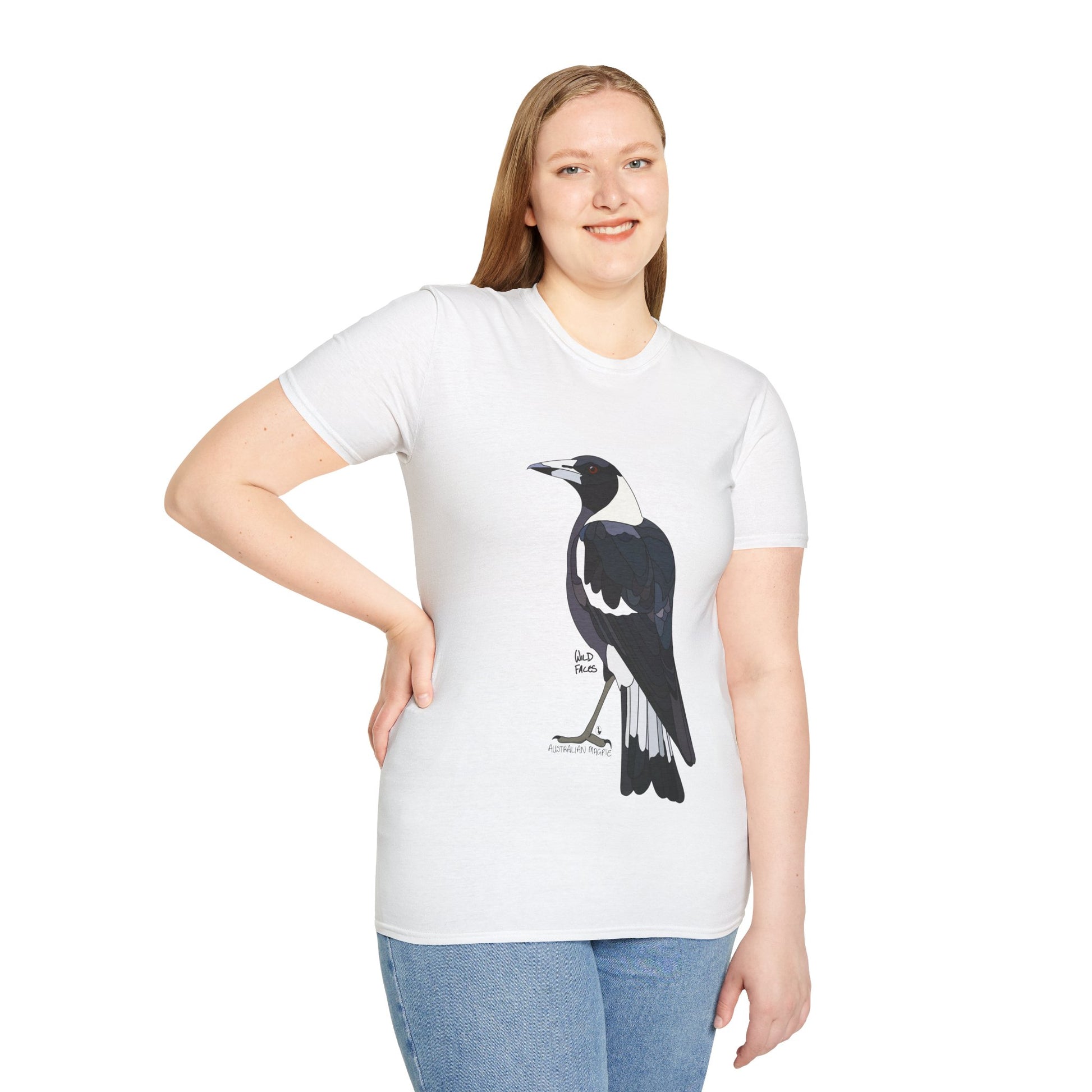 Australian Magpie - Unisex Softstyle T-Shirt Printify