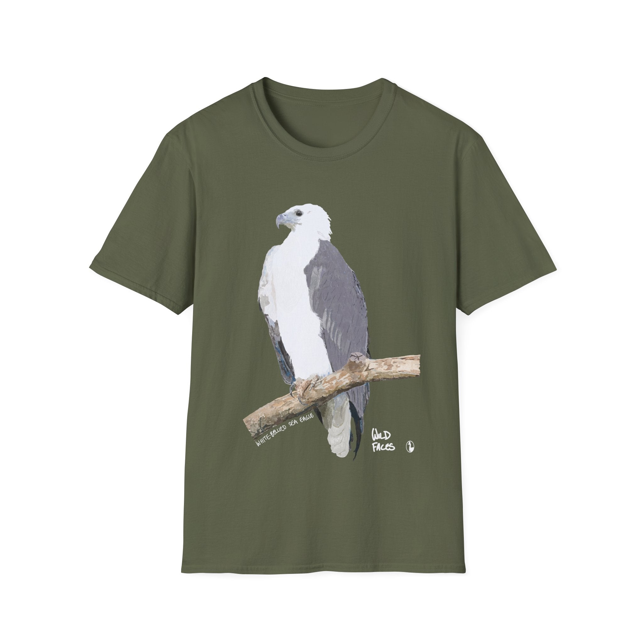White-bellied Sea Eagle (white writing) - Unisex Softstyle T-Shirt