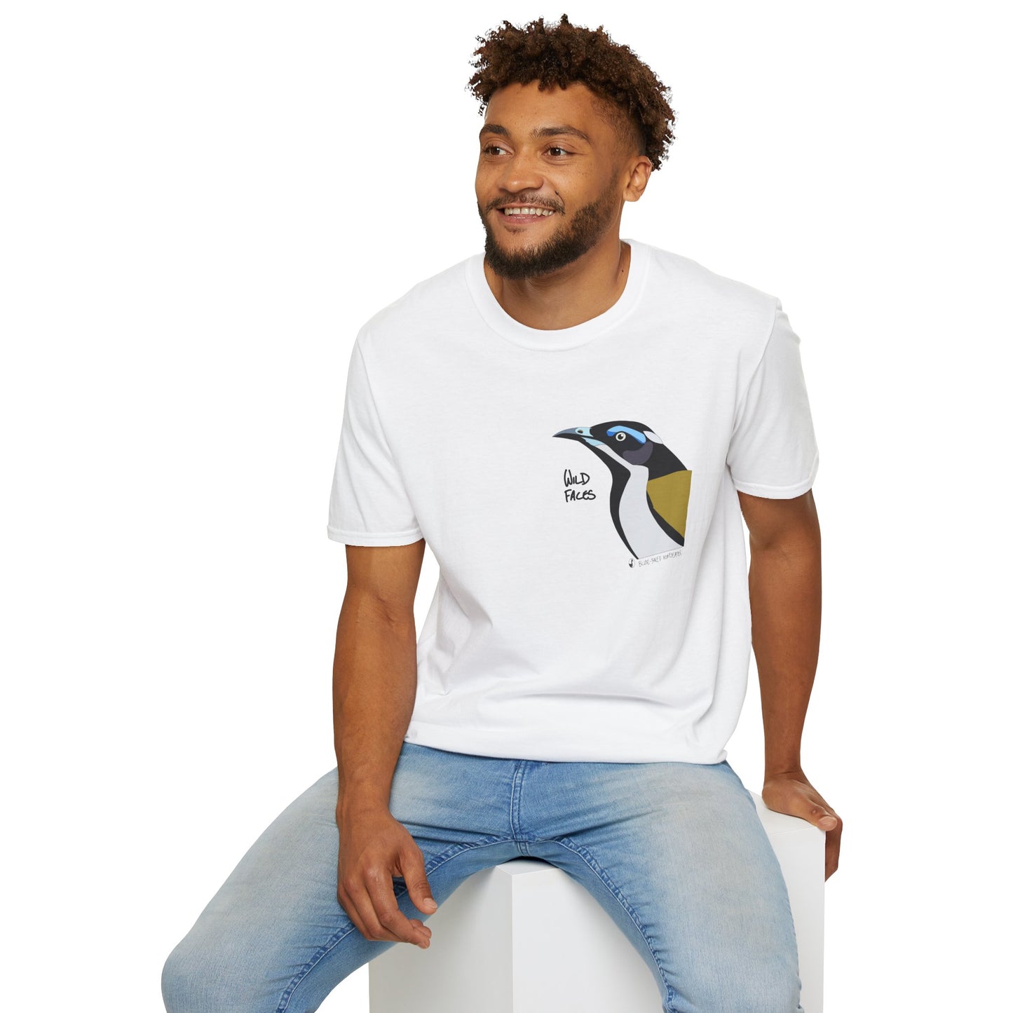 Blue-faced Honeyeater- Small design - Unisex Softstyle T-Shirt