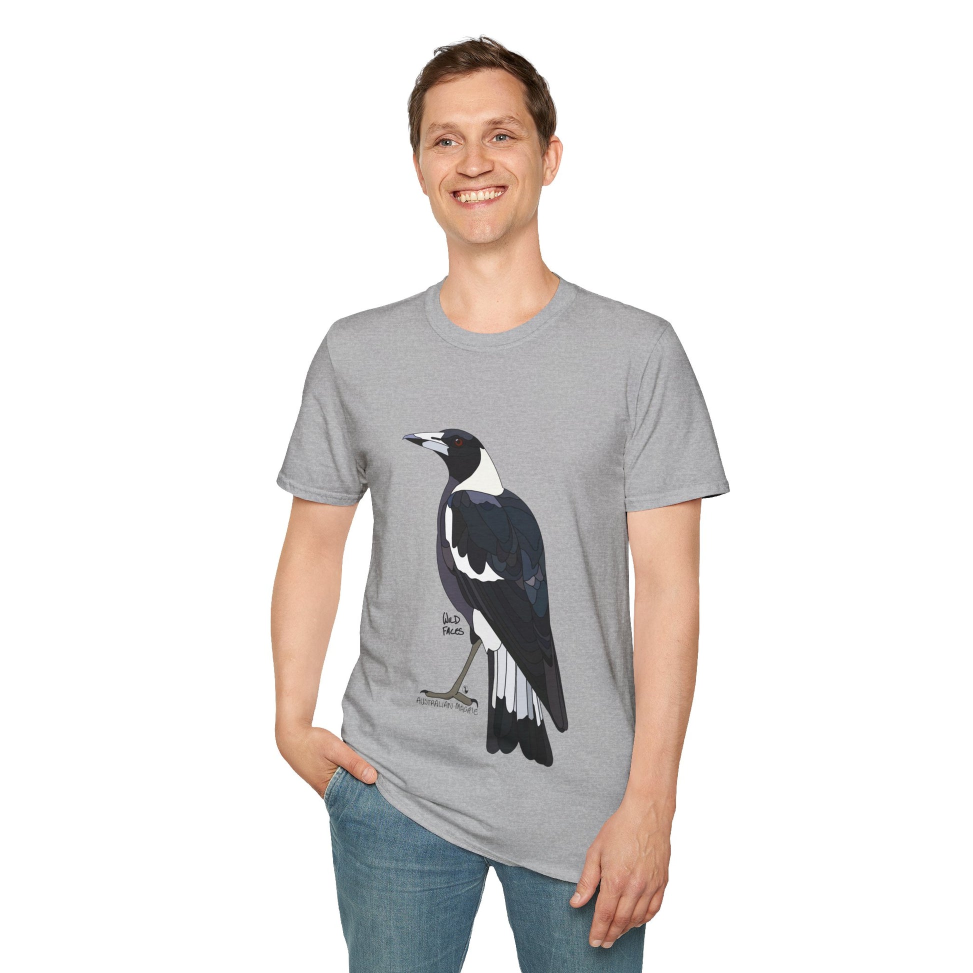 Australian Magpie - Unisex Softstyle T-Shirt Printify