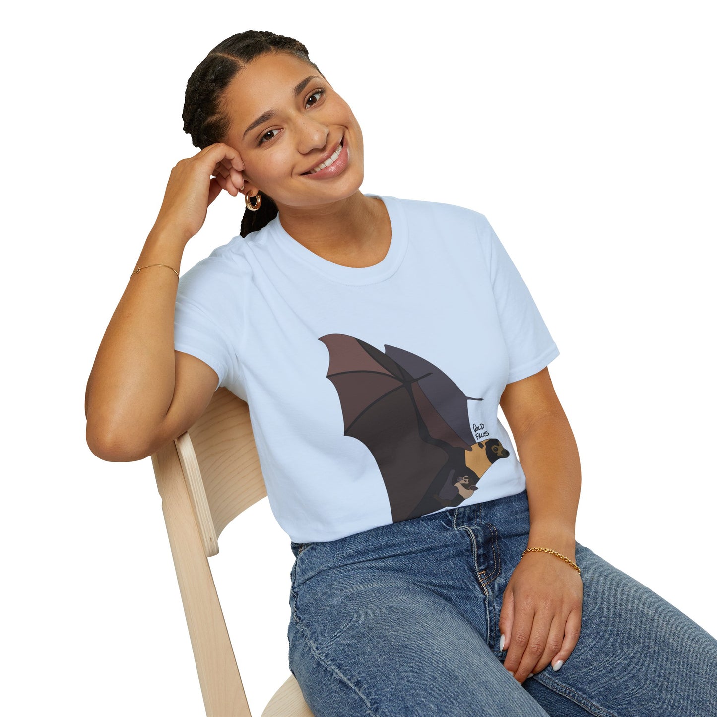 Spectacled Flying Fox (in flight) - Unisex Softstyle T-Shirt