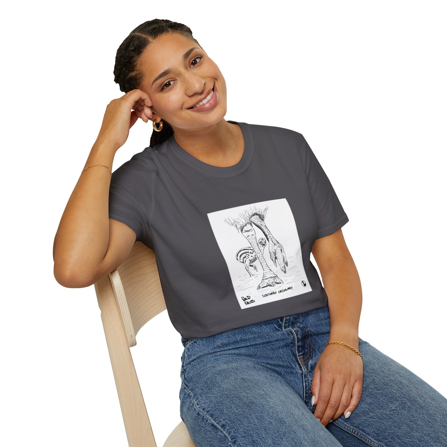 Southern Cassowary with chick - Unisex Softstyle T-Shirt