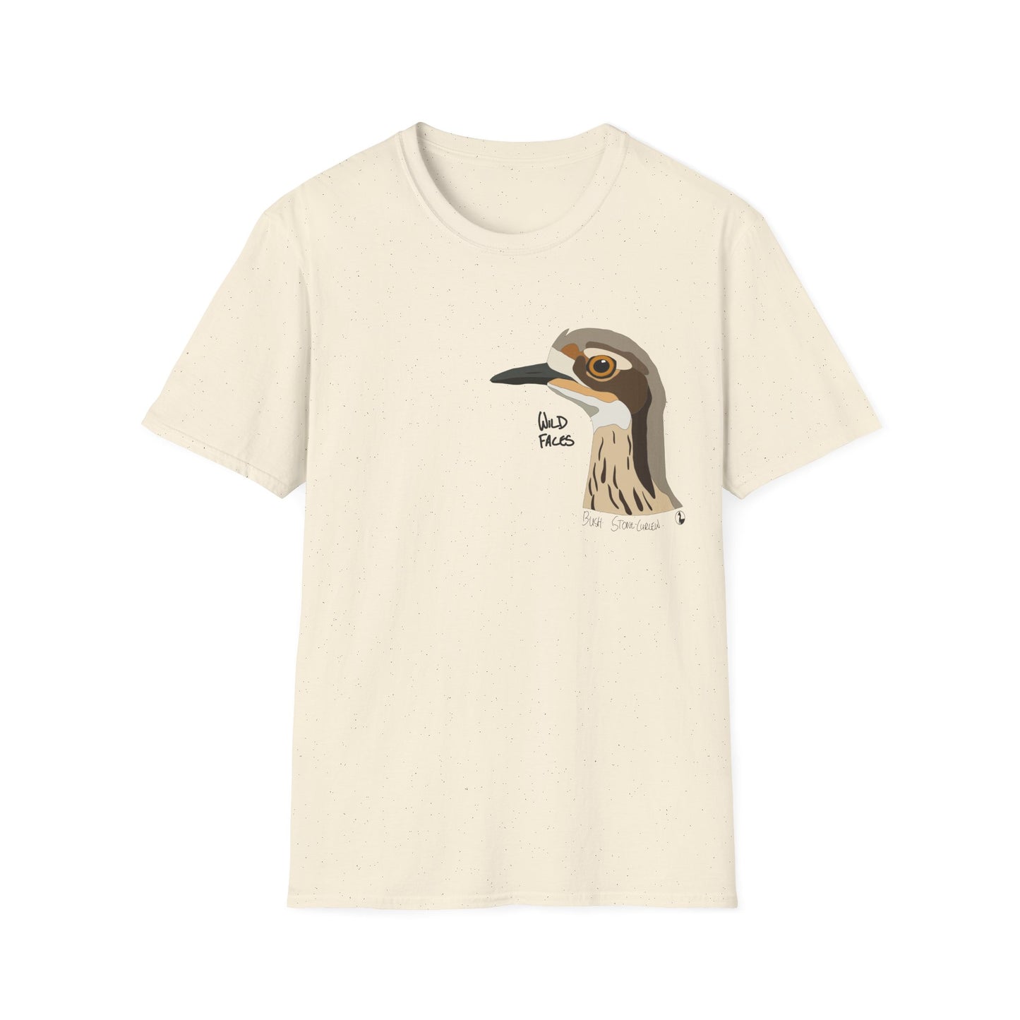 Bush Stone-curlew Head- Small design - Unisex Softstyle T-Shirt