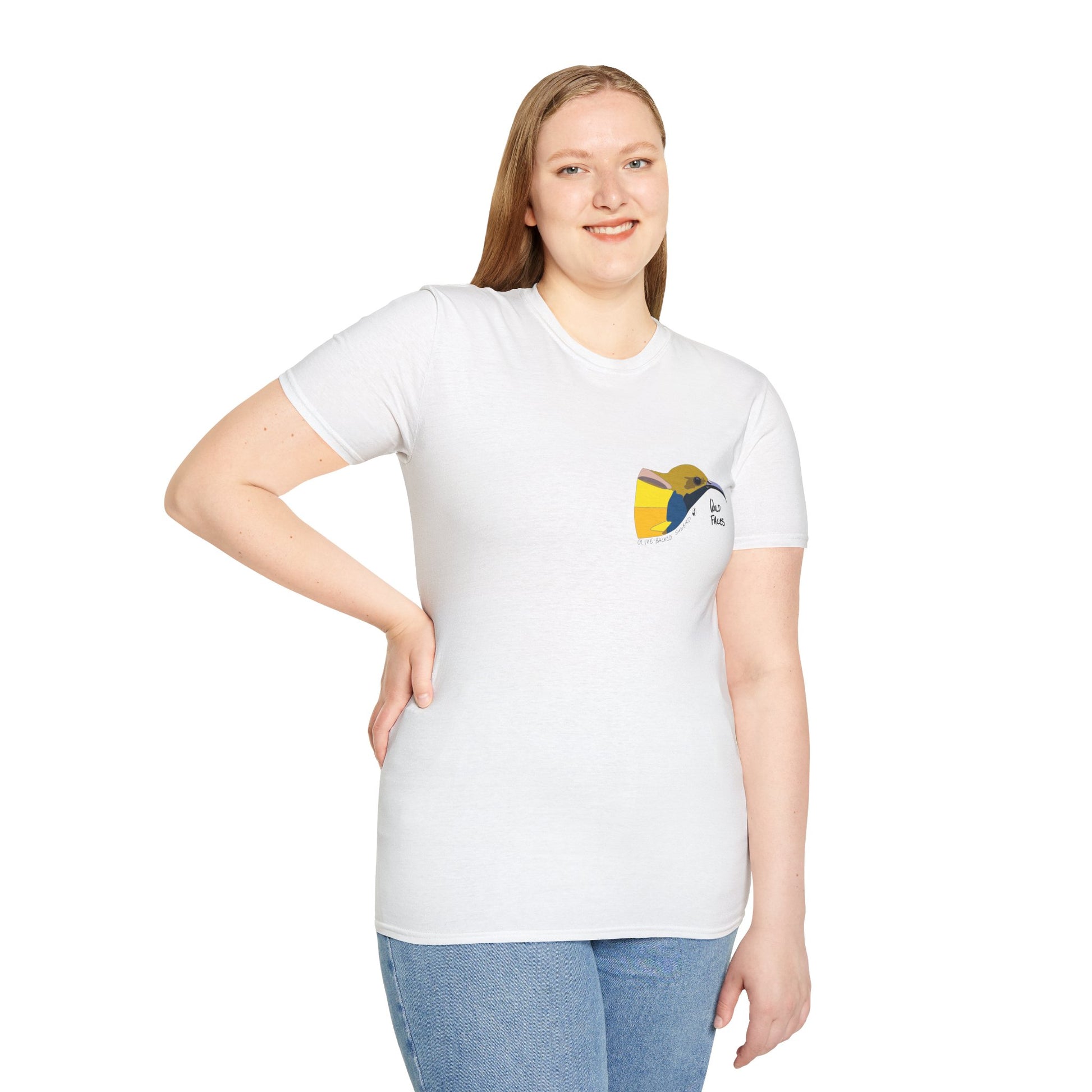 Olive-backed Sunbird - Small design - Unisex Softstyle T-Shirt Printify