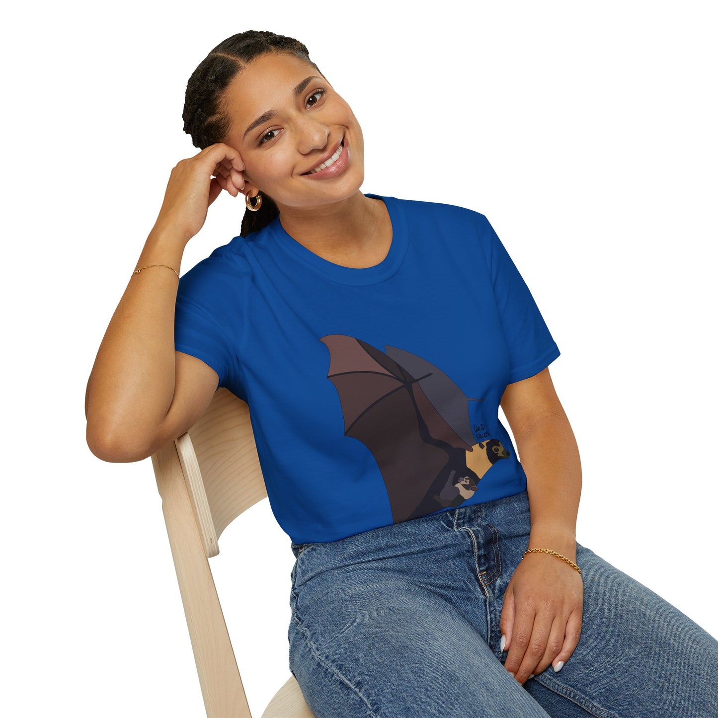 Spectacled Flying Fox (in flight) - Unisex Softstyle T-Shirt