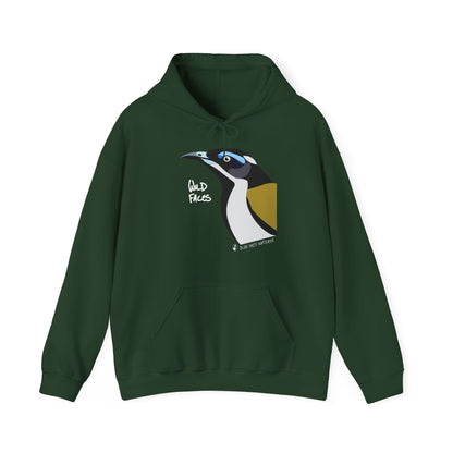 Blue-faced Honeyeater  (white font) | Unisex Heavy Blend™ Hooded Sweatshirt