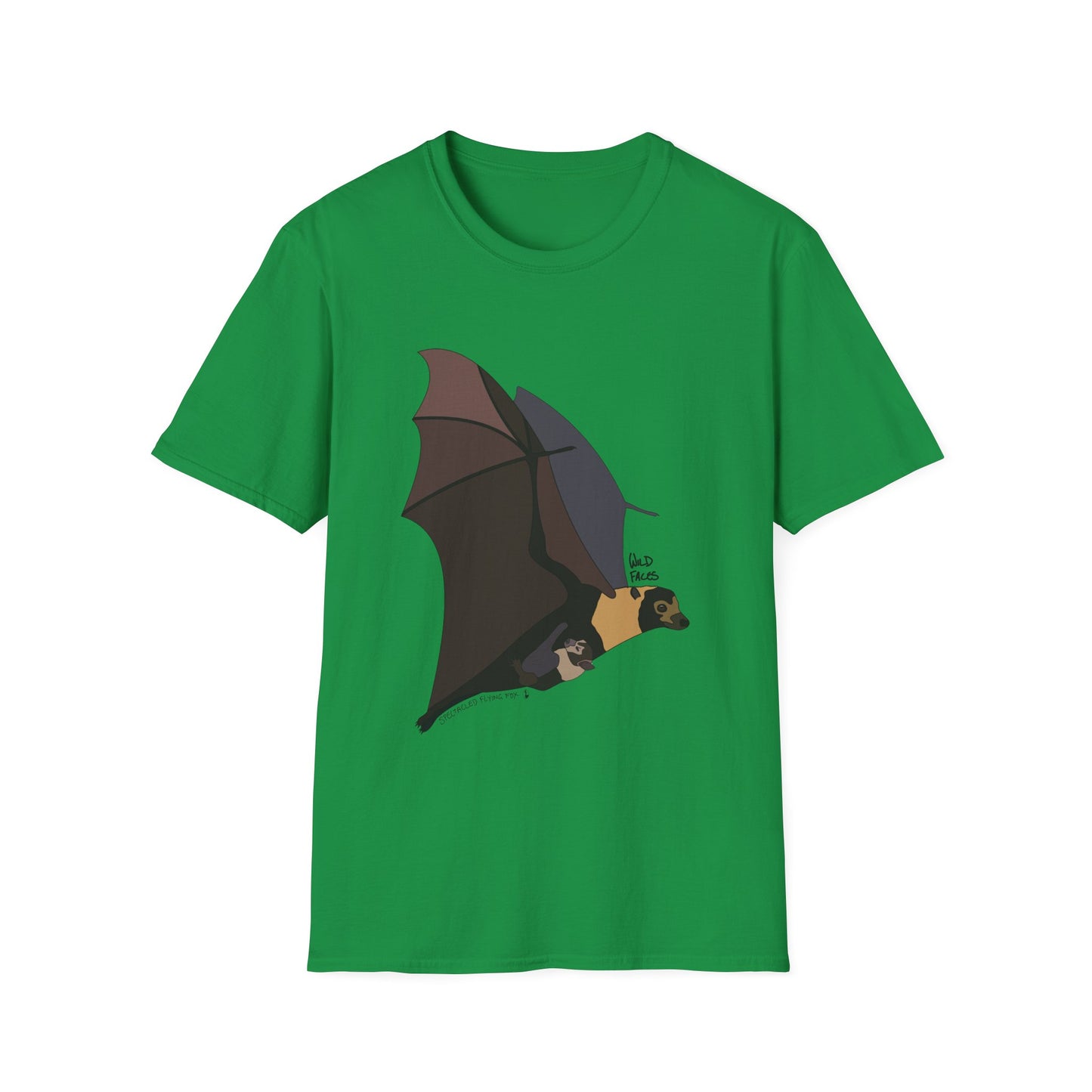 Spectacled Flying Fox (in flight) - Unisex Softstyle T-Shirt