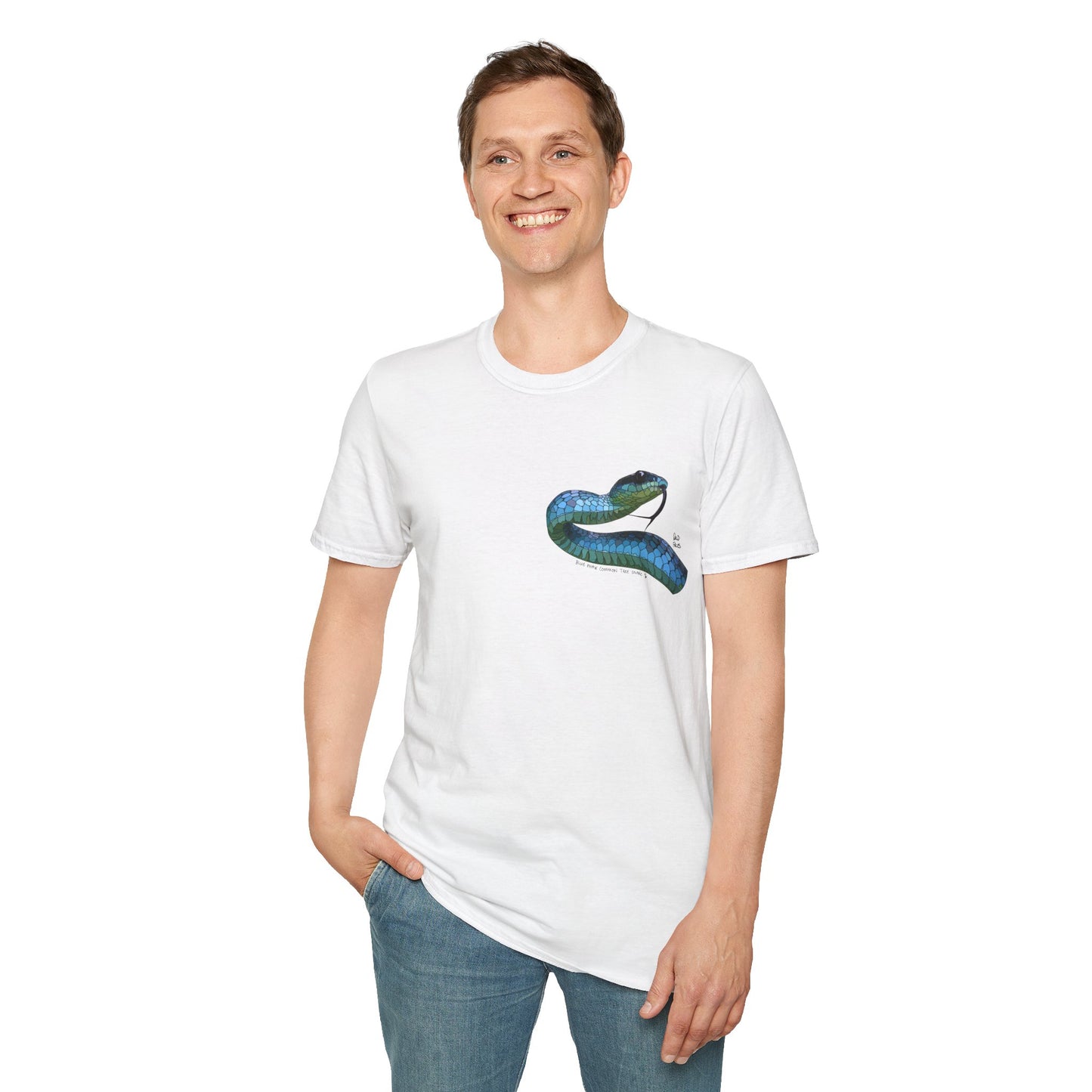 Blue Phase Common Tree-Snake - Small design - Unisex Softstyle T-Shirt