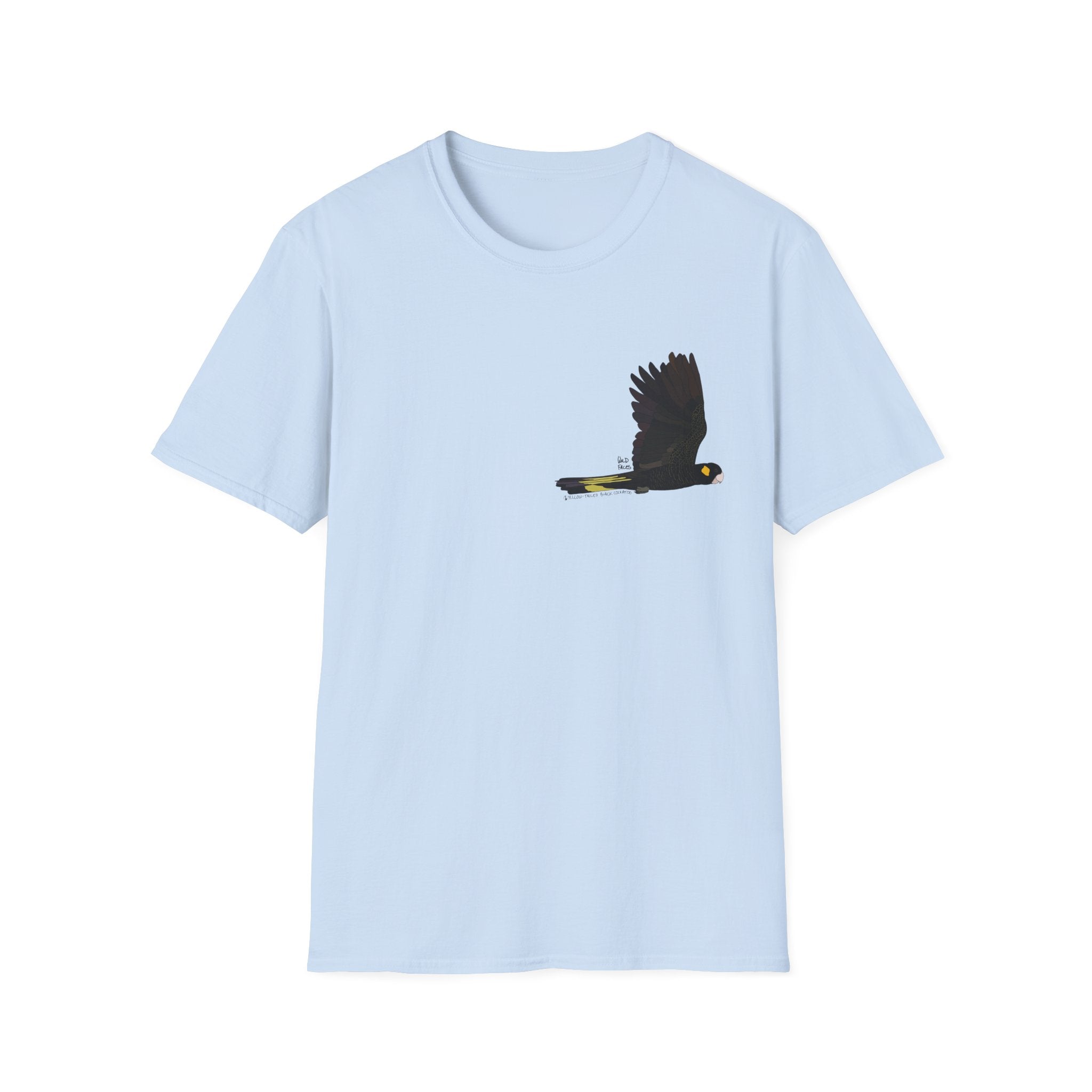 Yellow-tailed Black Cockatoo - Small design - Unisex Softstyle T-Shirt