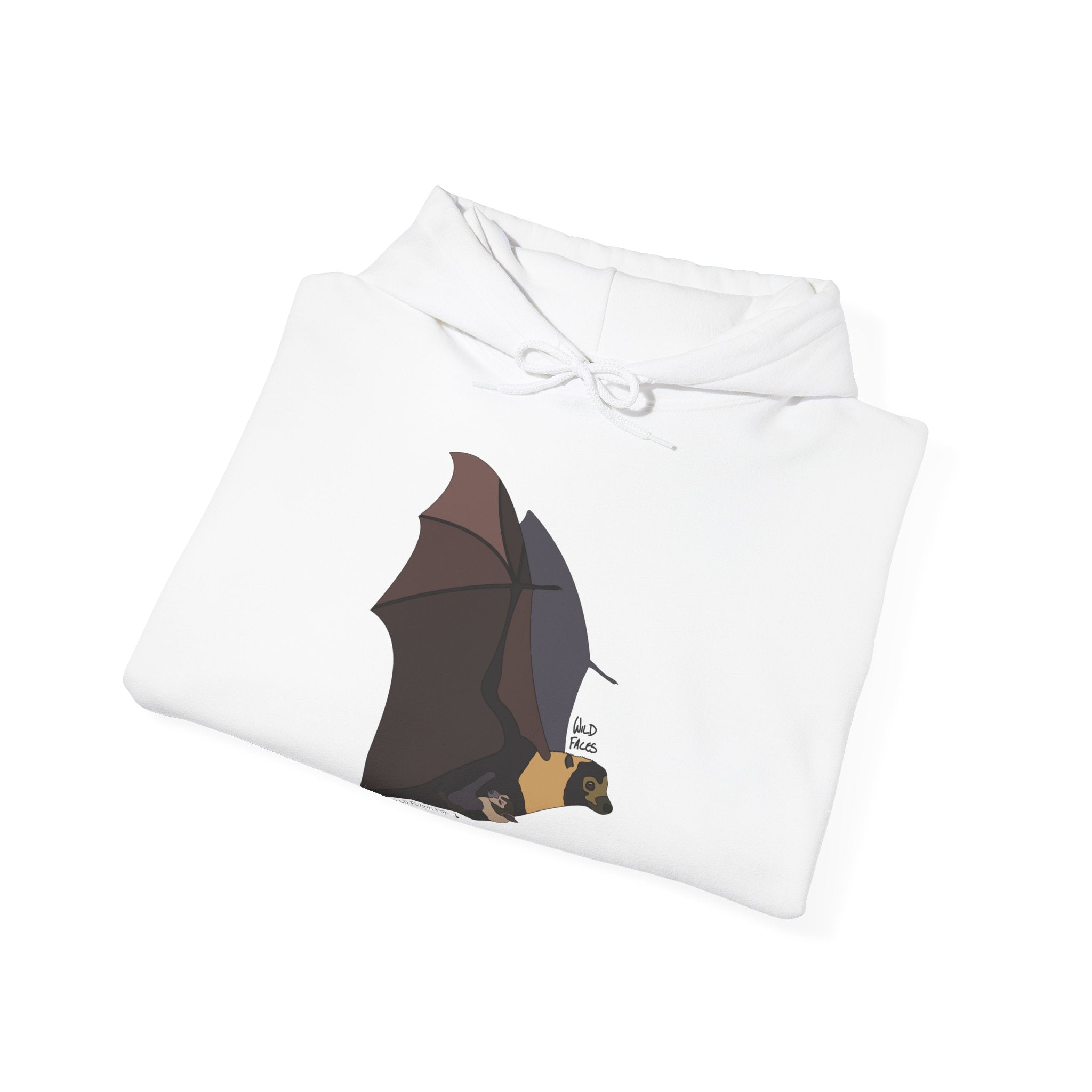 Spectacled Flying Fox (in flight) | Unisex Heavy Blend™ Hooded Sweatshirt Printify