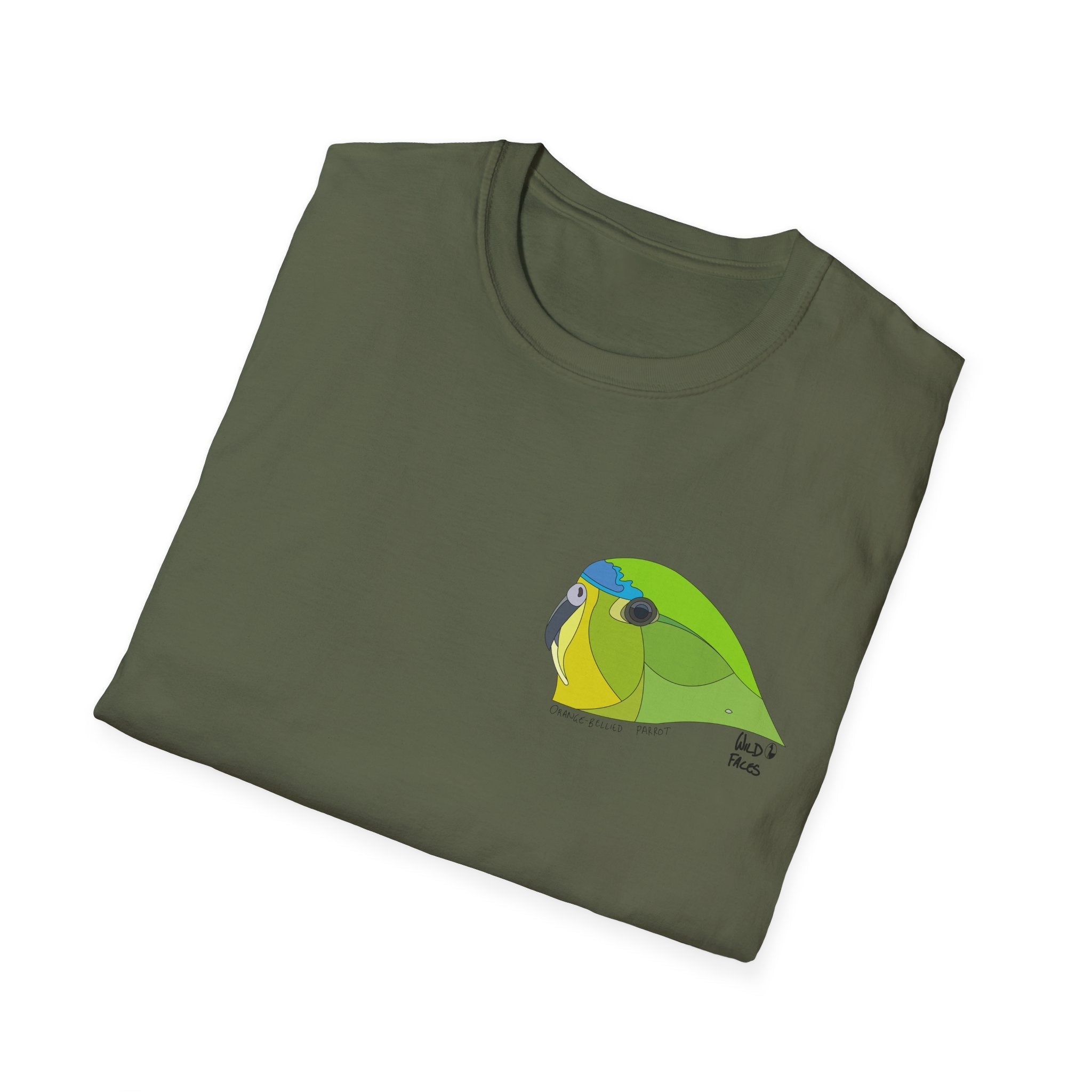 Orange-bellied Parrot - Small design- Unisex Softstyle T-Shirt Printify