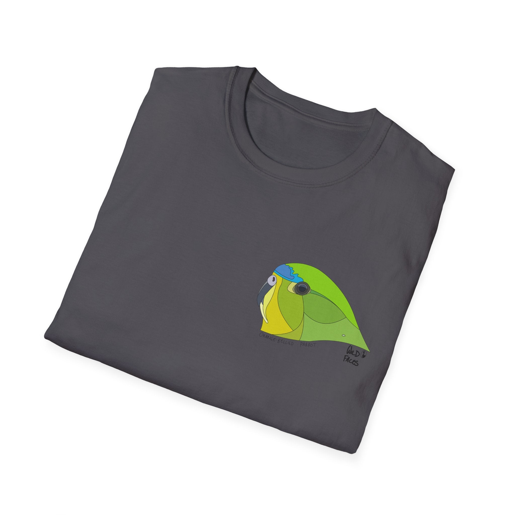 Orange-bellied Parrot - Small design- Unisex Softstyle T-Shirt Printify